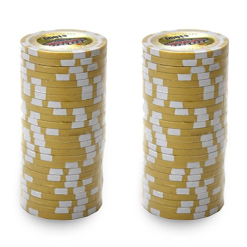 Brybelly Brybelly Las Vegas Casino Poker Chip Heavyweight 14-Gram Clay Composite – Pack of 50 ($1000 Yellow)