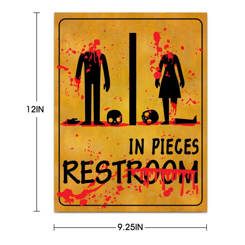 WaaHome WaaHome Halloween Bathroom Sticker Scary Bloody Bathroom Sign Decor, 9.25''X12''