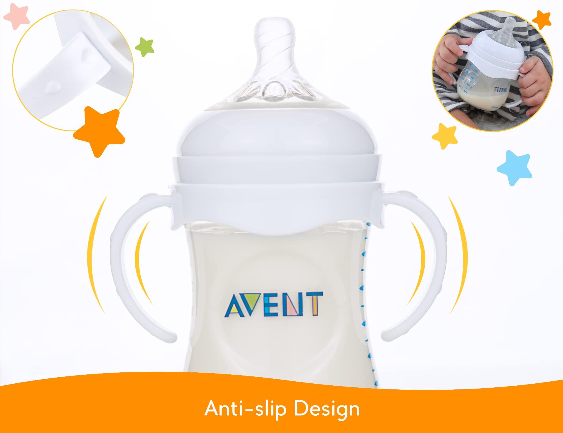 CHUBBIEE Baby Bottle Handles for Philips Avent Natural Baby Bottles, Compatible Avent Bottle Holder for Baby, 2 Count