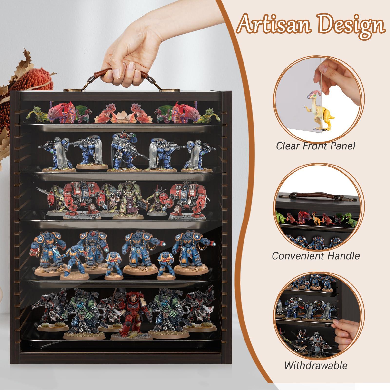 Cathyeen Cathyeen Miniature Display Case Display Cases for Collectibles Miniatures Storage Case Display Shelves Shelf for Collectibles for Mini Action Figures Valuable Collectibles or Crystal Stone (Black)