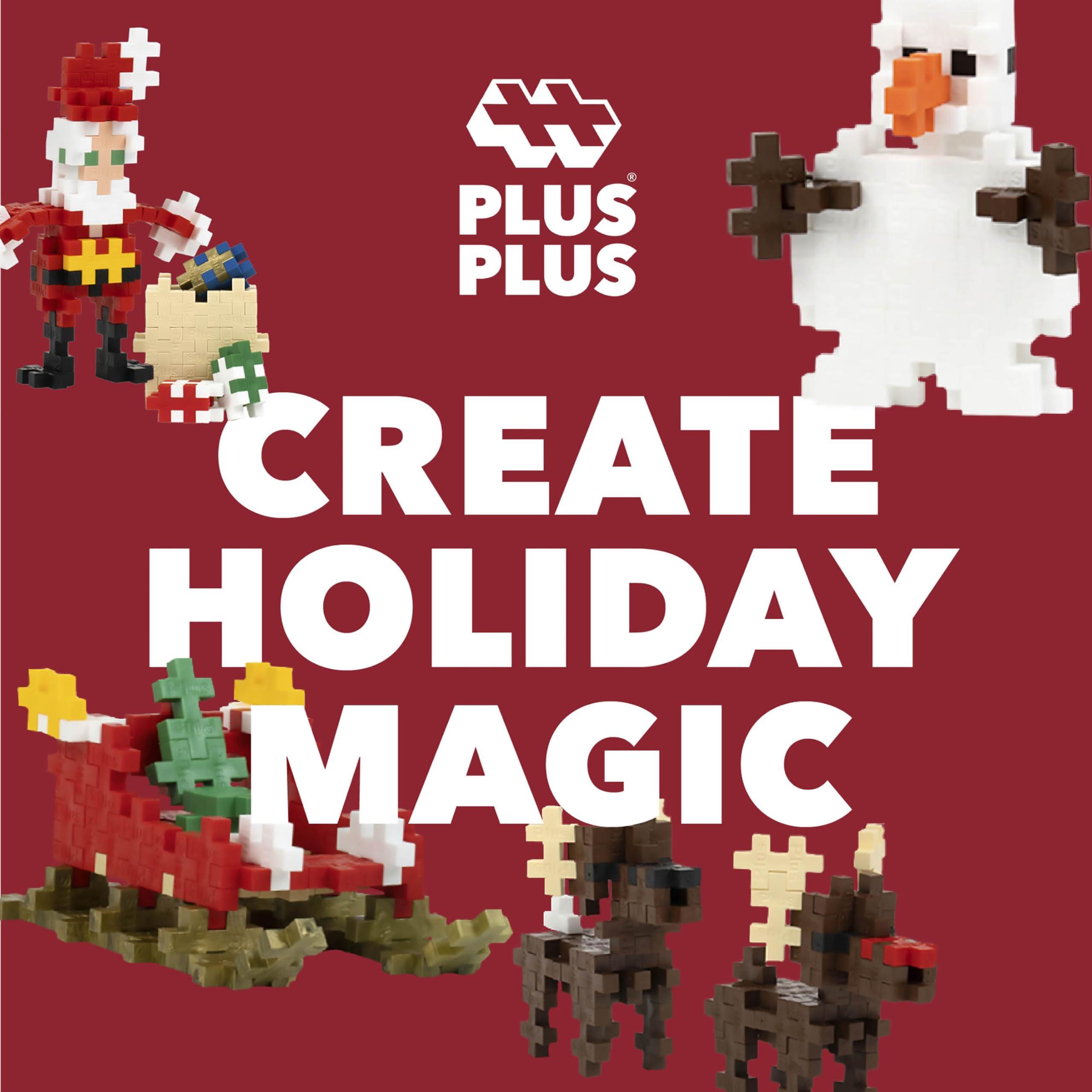 PLUS PLUS Plus Plus Christmas Advent Calendar 2024, 25 Kids Building Block Toys, Mini 3D Puzzle Kits, Fun Holiday Countdown Stem Gifts, 600 Pieces - Santa\'s Visit
