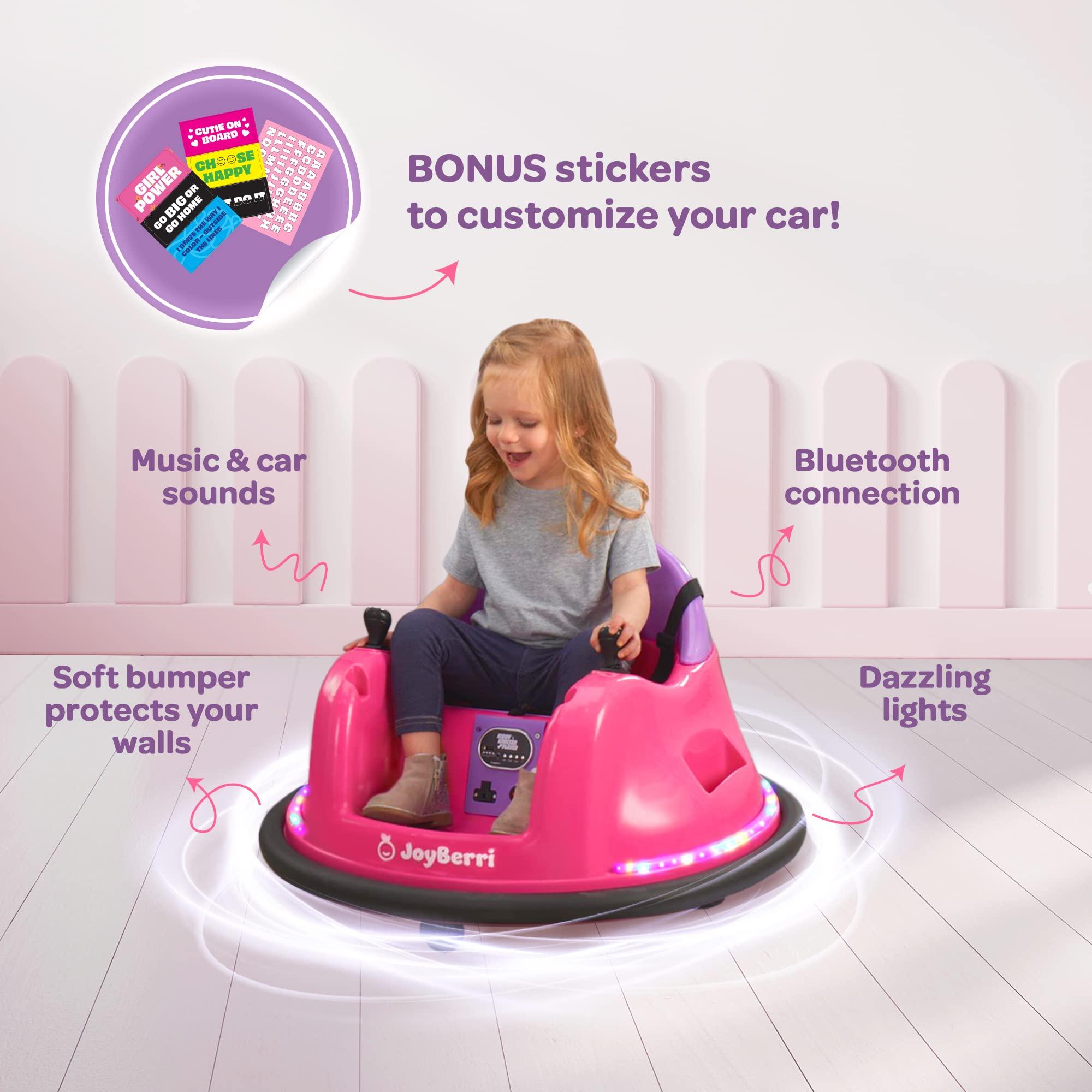 JOYBERRI JoyBerri 6V Bumper Car for Toddlers/Electric Ride On Toys for Ages 1.5-4 Years, 3 Speeds, LED Lights, 360 Degree Spin, Bluetooth with Remote Control Safety Certified Bumping Toy Gift for Kids