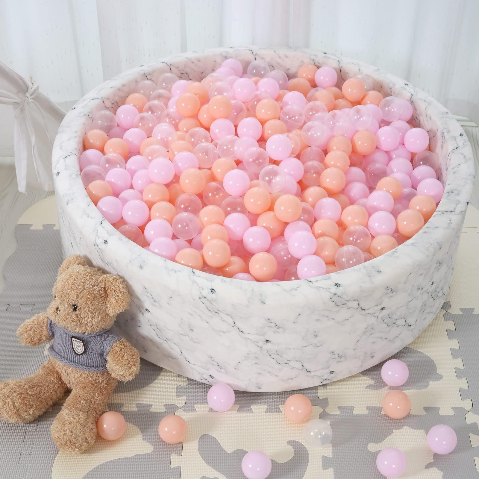 STARBOLO STARBOLO Ball Pit Balls for Toddlers- Pack of 100 Phthalate Free BPA Free Non-Toxic 2.17-Inch Crush Proof Play Balls (Pink/Light Pink/Transparent).