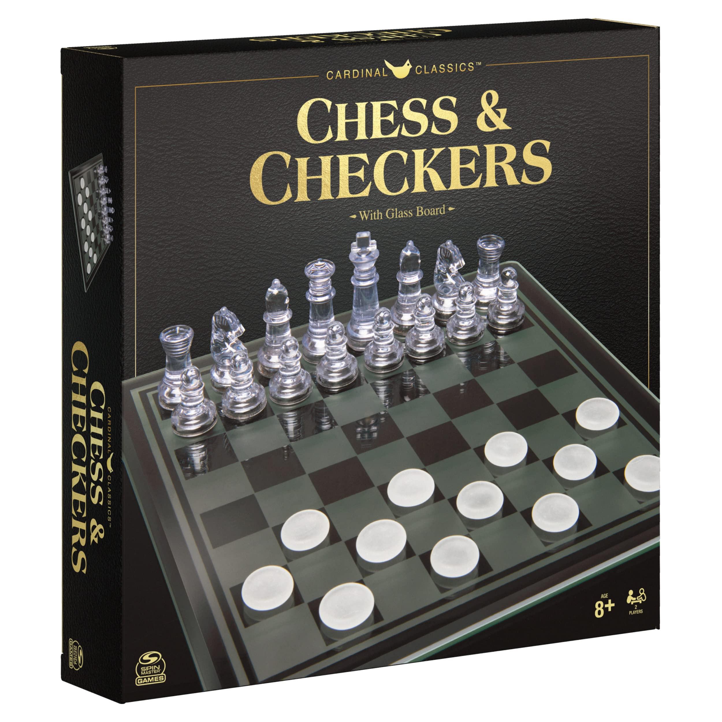 Spin Master Game Chess & Checkers with Glass Board