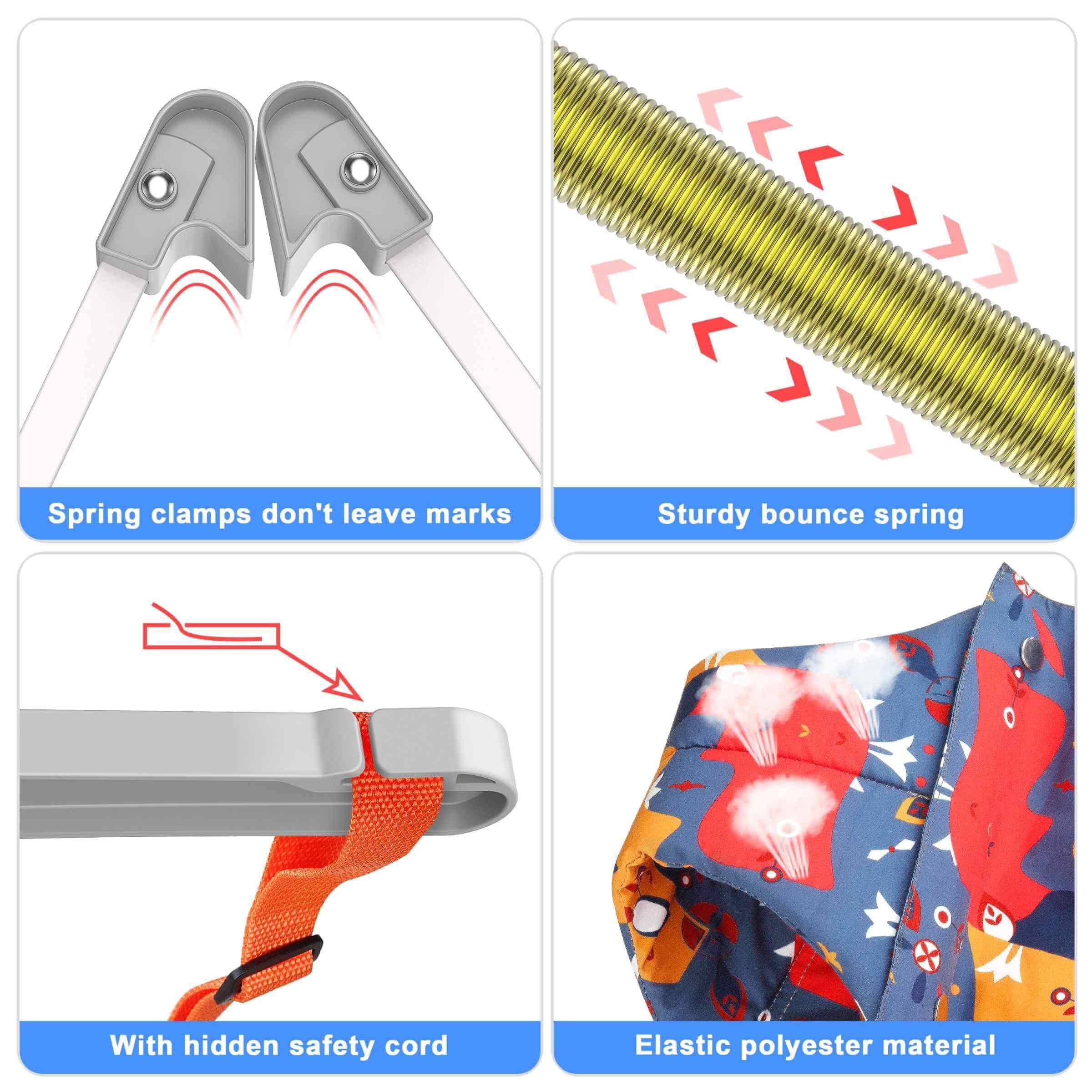 TUBAGOU Door Jumper for Baby Swing Jumper, Adjustable Johnny Jumper w Seat, Baby Doorway Jumper Set Great for Baby Exerciser, Durable Door Clamp Bumper Jumper for 6-24 Months Toddler Infant