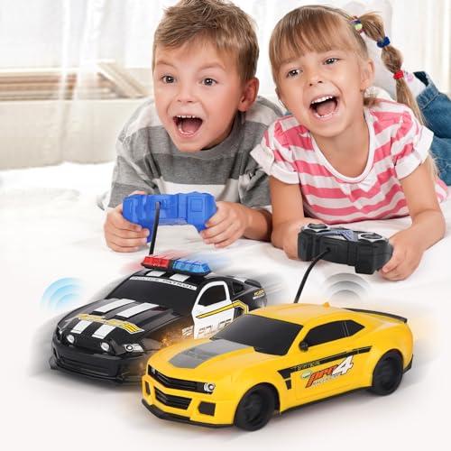 Haktoys Haktoys Amazing Set of Two RC Toy Vehicles: Remote Control Police Chase Set with Police Car and Sports Car - Simultaneous Action Fun for Kids Boys Girls!