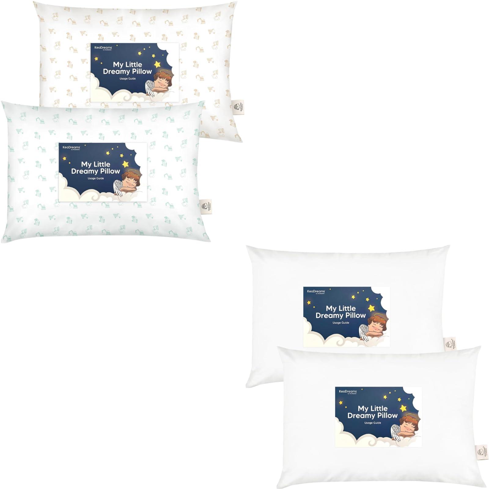 KeaBabies KeaBabies 2-Pack Toddler Pillow - Soft Organic Cotton Toddler Pillows for Sleeping - 13X18 Small Pillow for Kids - Kids Pillows for Sleeping - Kids Pillow for Travel, School, Nap, Age 2 to 5