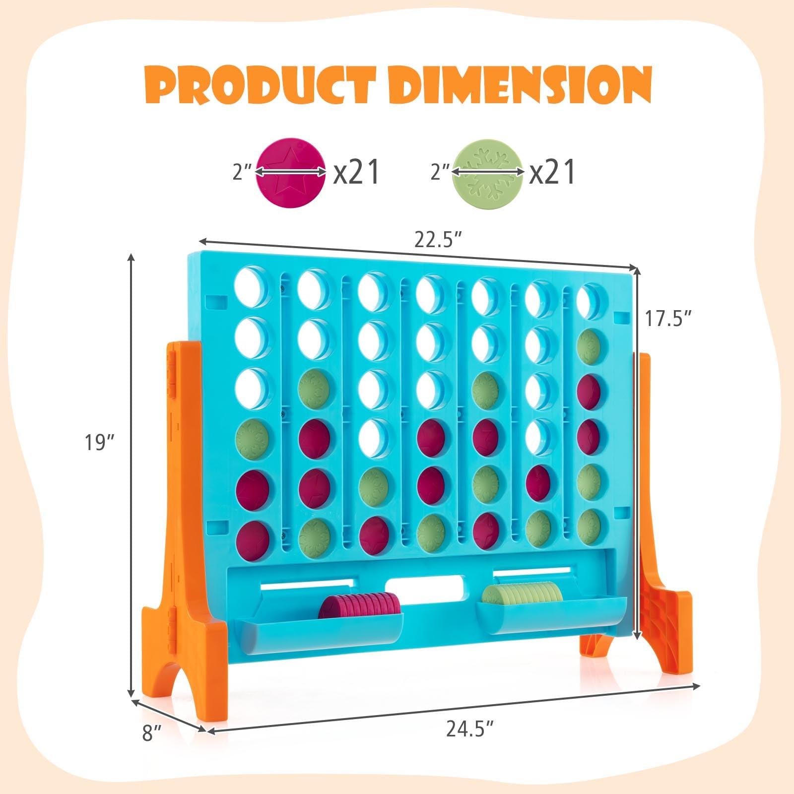 Costzon Costzon Giant 4 in a Row Connect Game, 2-in-1 Jumbo 4-to-Score Game Set with Carrying Bag, Fun Family Party Game, Indoor Outdoor Yard Game for Kids Adults, Freestanding/Wall Mount (Orange)