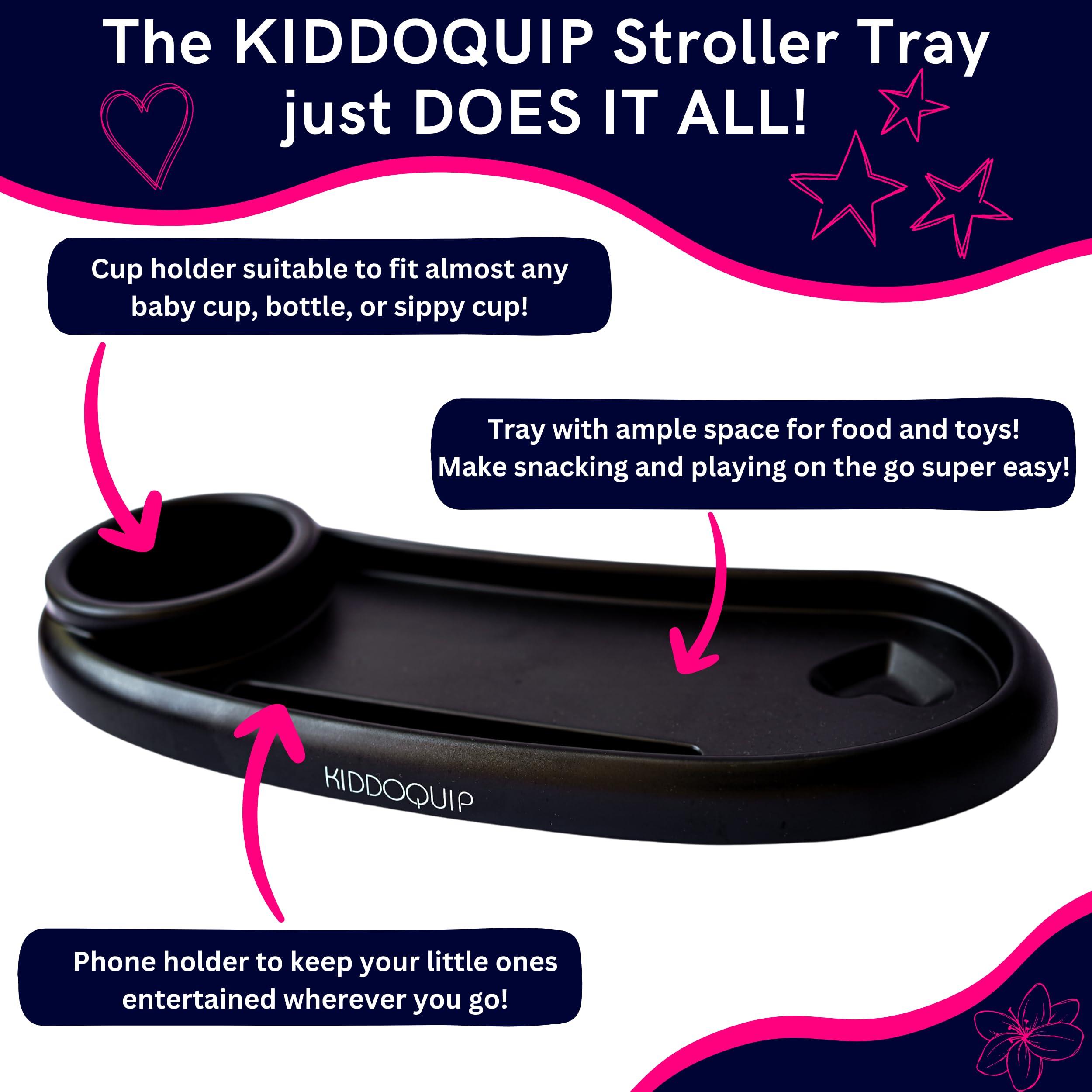 KIDDOQUIP KIDDOQUIP Universal Stroller Tray: Stroller tray, Cup, Phone Mount-Rigid Design, Non-Slip Clips - Fits MOST Strollers - Stroller Tray Attachment, Snack Tray for Stroller, Universal Stroller Snack Tray