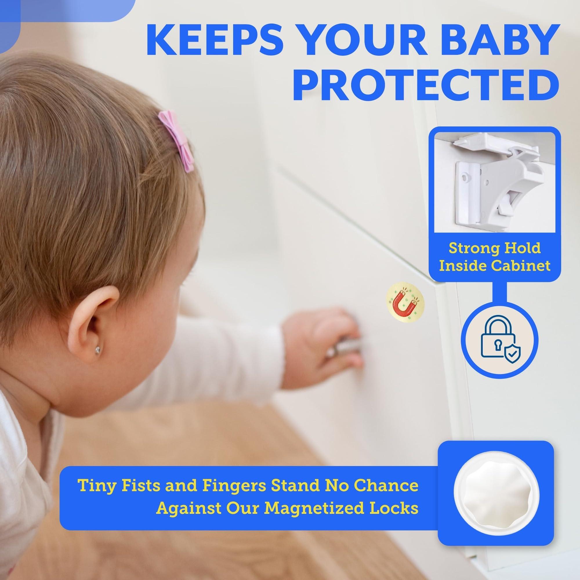 Eco-Baby Eco Baby Magnetic Cabinet Locks for Babies - Magnetic Baby Proofing Cabinet Locks, Child Locks for Cabinets Drawers Doors for Back to School - Easy Installation No Tools Required (12 Pack and 2 Keys)