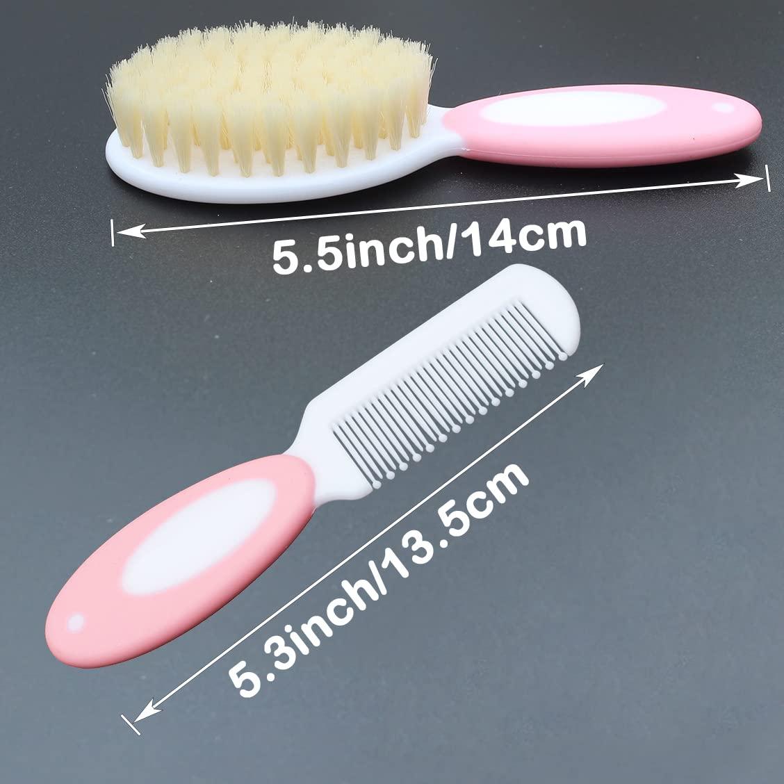 HUAYINGMEI Baby Hair Brush and Comb Set, Baby Brush with Soft Natural Bristles