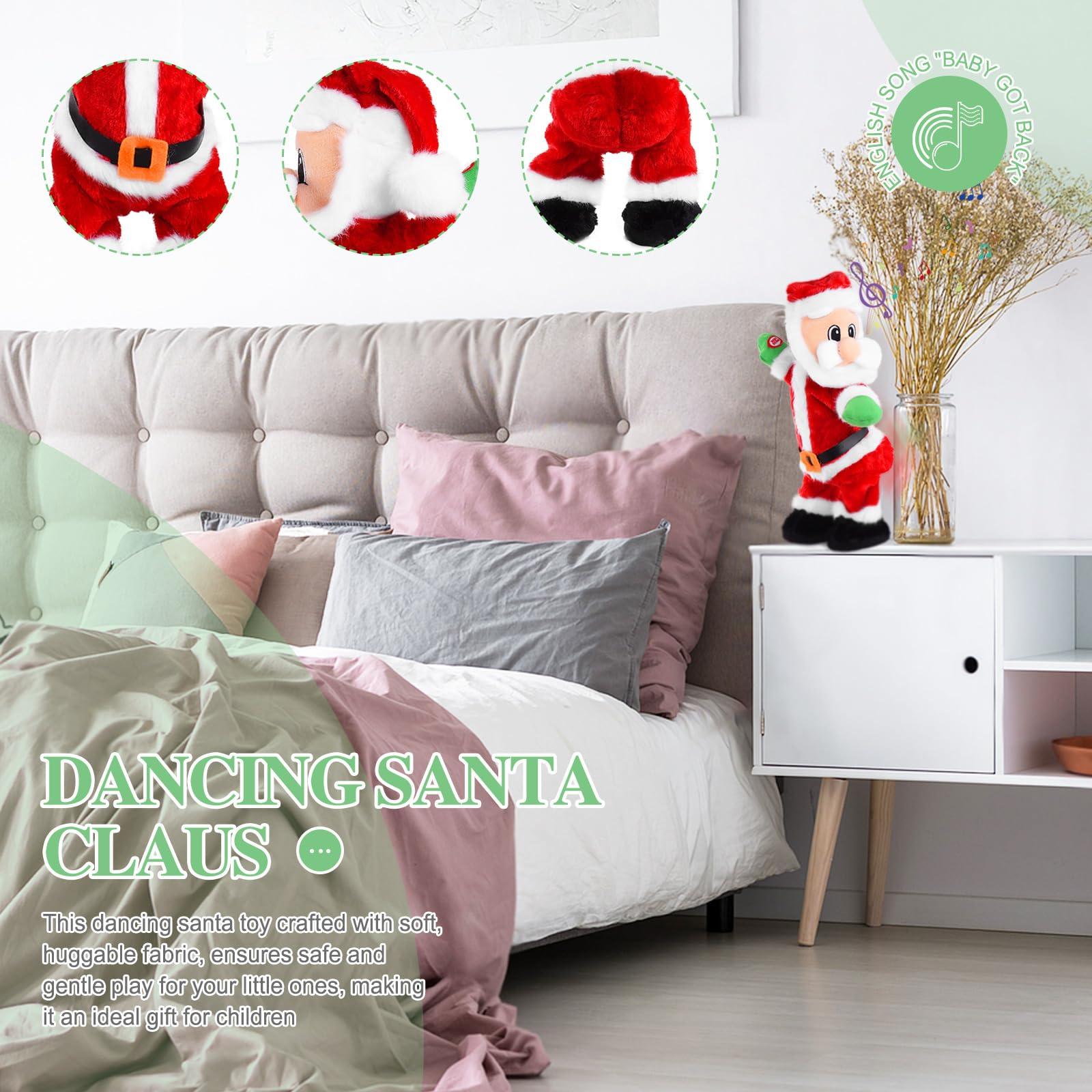 Gfilay Gfilay Twerking Santa Claus - Dancing Electric Christmas Stuffed Plush Doll Singing English Song Xmas Santa Toys for Kids