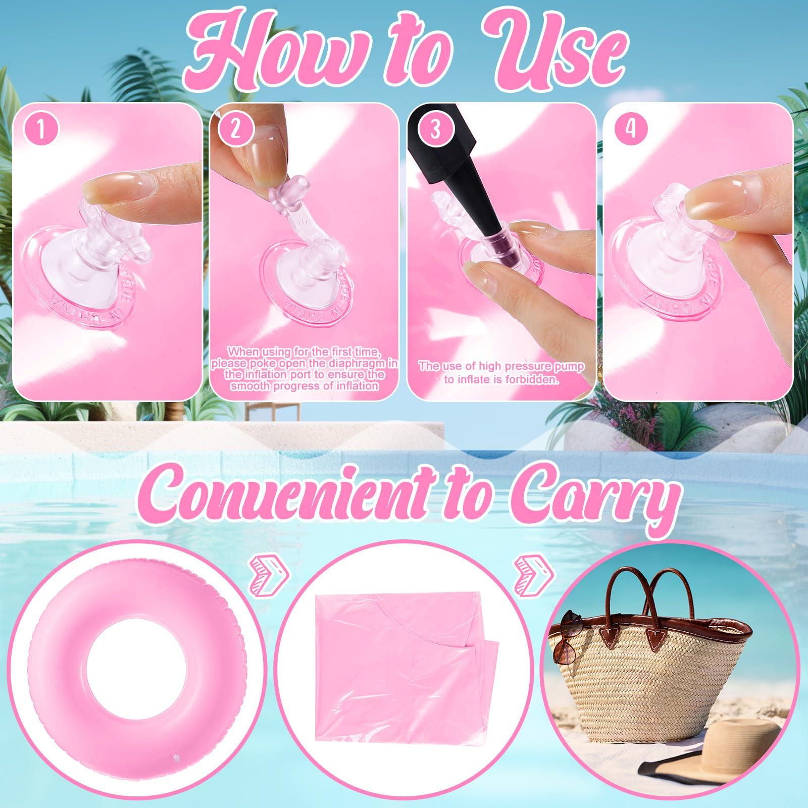Gemscream Gemscream 8 Pcs Large Inflatable Pool Float 36 Inches Swimming Ring Pool Floats Adult Inflatable Tube for Summer Vacation Beach River Bachelorette Wedding Party Supplies(Pink)