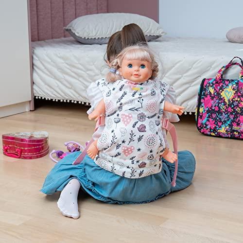 HappyVk HappyVk - Baby Doll Carrier - Doll Carrier for Little Girls Front and Back - Cute Flowers and Hearts