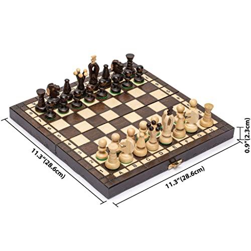 Husaria Husaria European International Chess Wooden Game Set, King\'s Continental - 11.3-Inch Small Size Chess Set with Folding Board and Felt Bottom Chessmen