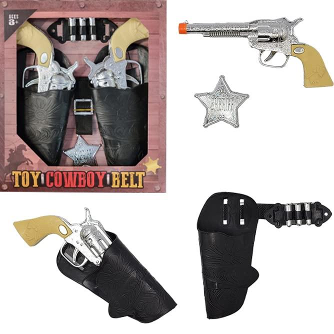 Wild West Cowboy Sheriff Twin Gun Dress Up Full Set Belt Holster - Foto 5