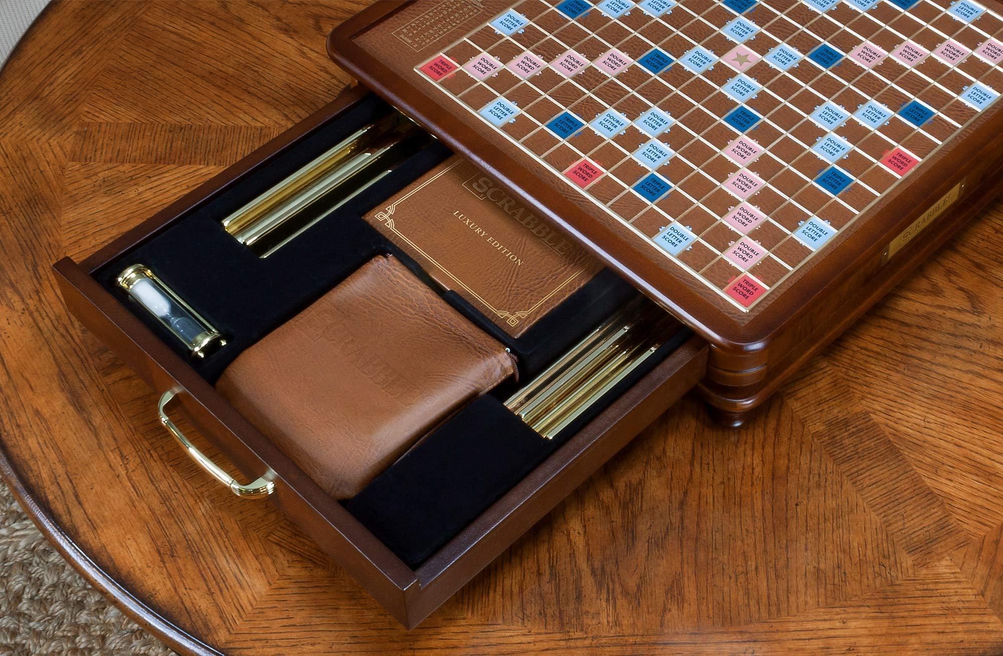 WS Game Company WS Game Company Scrabble Luxury Edition with Rotating Wooden Game Board