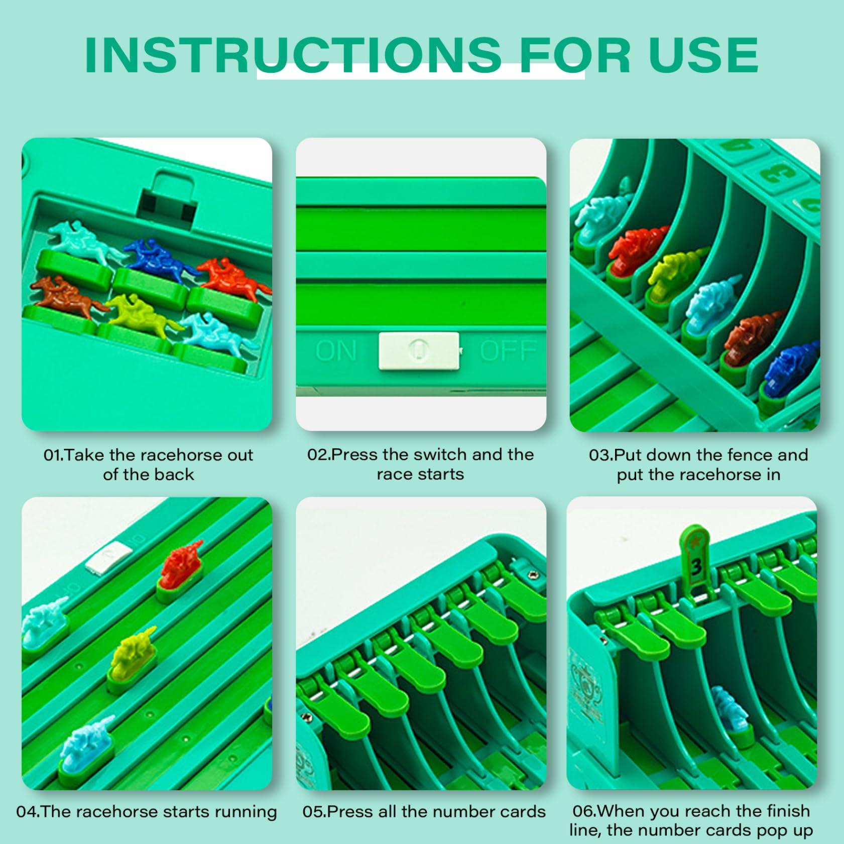 XUEYEGONGJI Horse Racing Game Electric Horse Racing Game, Multi-Players Interactive Horse Race Board Game with 6 Colorful Horse, Portable Racing Games for Bar Home Tabletop, Night Party, Birthday Gifts