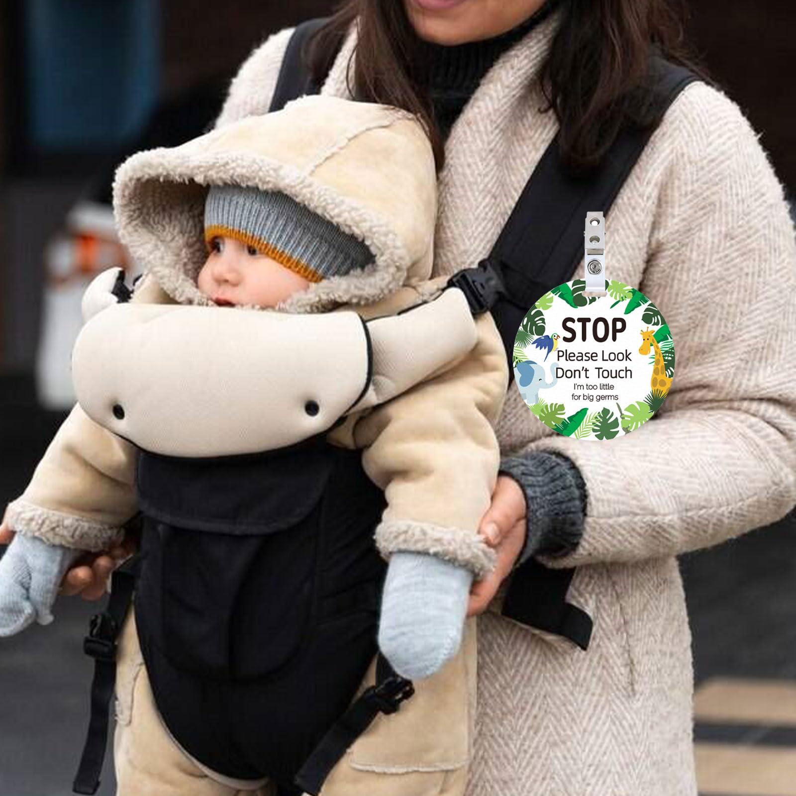 ORIGACH ORIGACH 2 Pack Animals No Touching Baby Signs, Stop Do Not Touch Baby Car Seat Sign Stroller Tags with Hanging Strap and Clip, No Touching Baby Sign for Newborn Baby Boy Girl