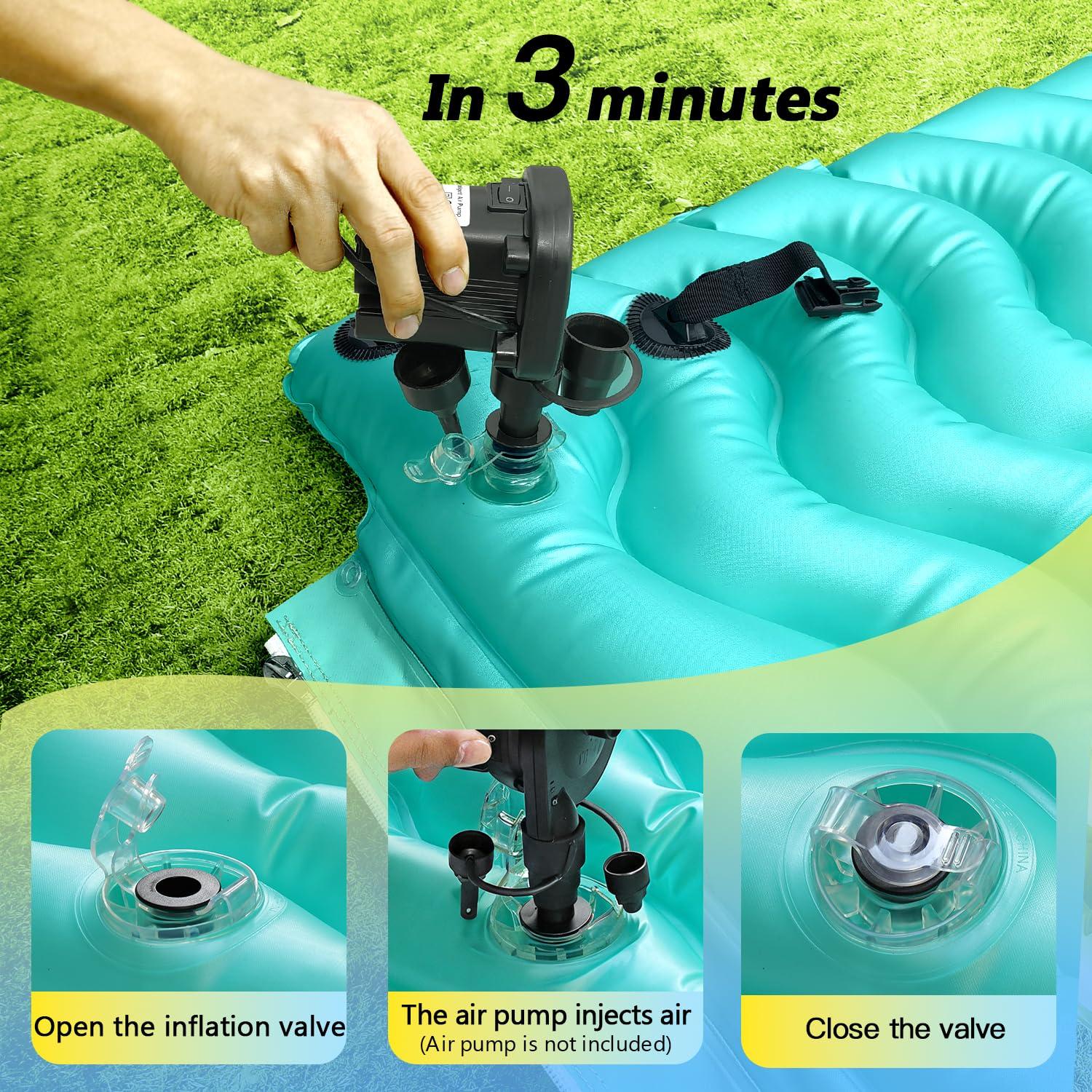 Sunrio Sunrio 114'' X 72'' Giant Inflatable Floating Mat-Pool Float Lake Floats for Adults with Pool Hammock Pool Mats for Floating Swimming Pool, Beach, Lake for Summer Water Party