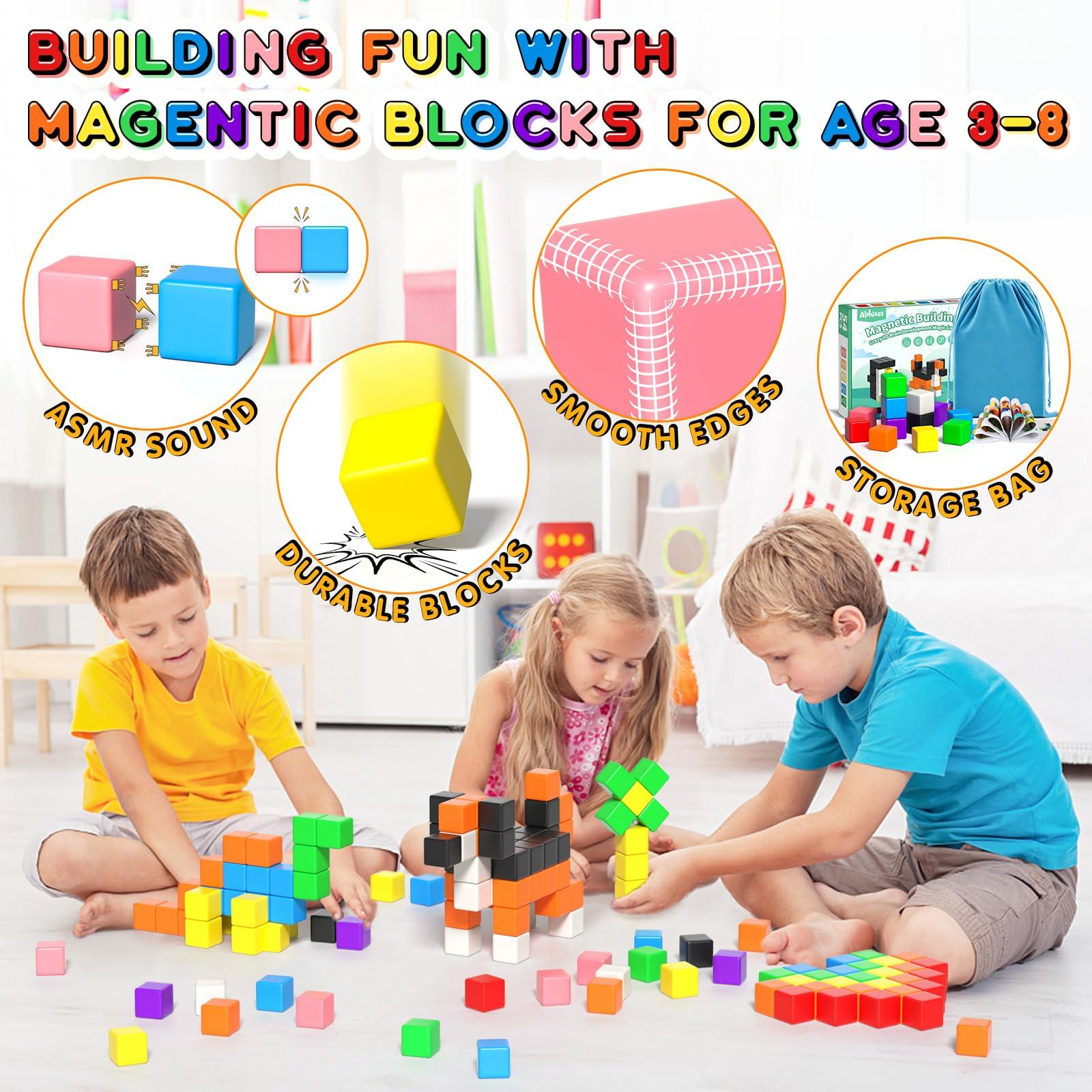 Apluses Apluses 96Pcs Magnetic Blocks, More Quantity can Create Bigger Buildings and Improve Children\'s Thinking