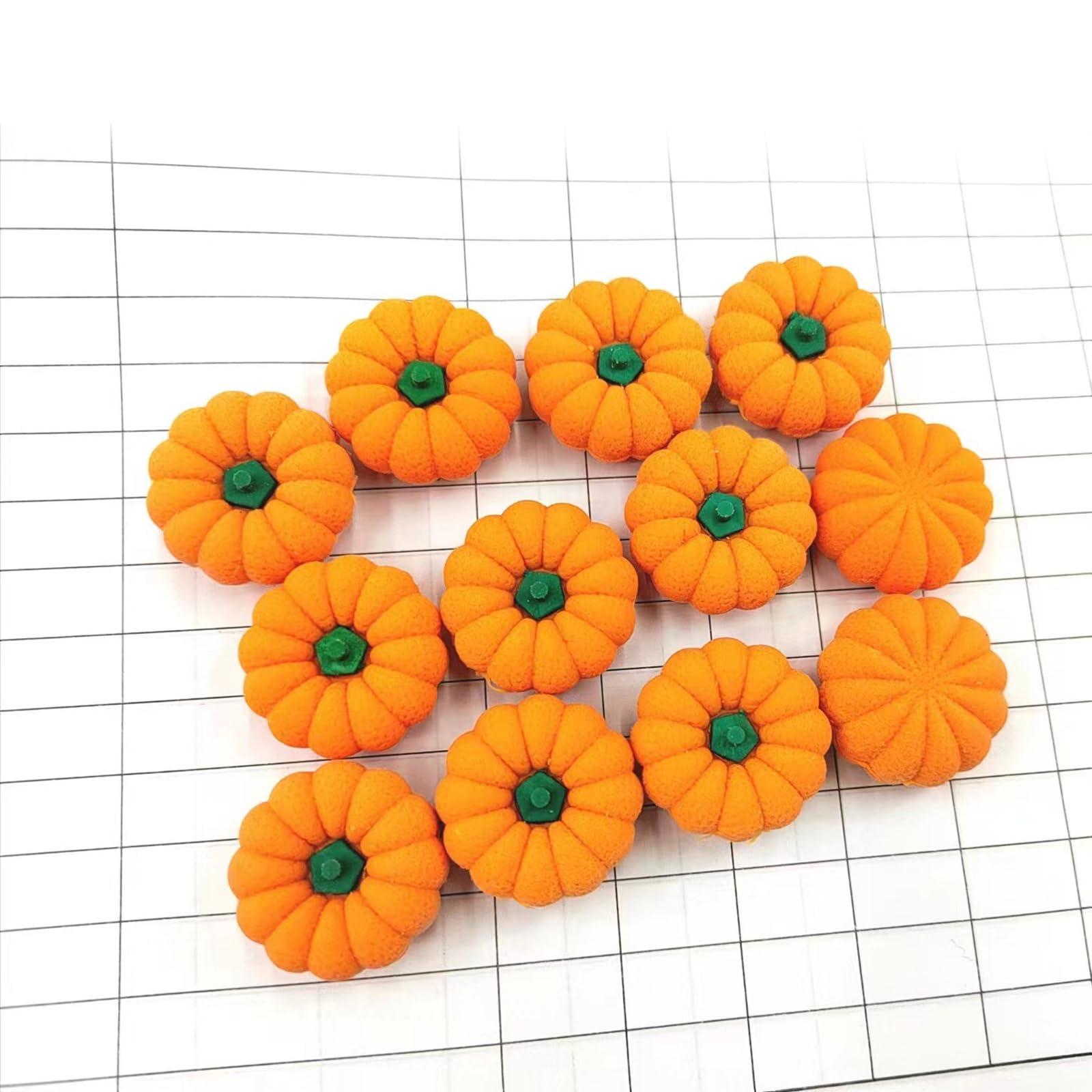 RUIFUU 18Pcs Halloween Pumpkin Erasers Bulk Fall Mini Erasers 3D Fun Erasers Goody Bag Filler Teacher Rewarding Gift, Classroom Prize