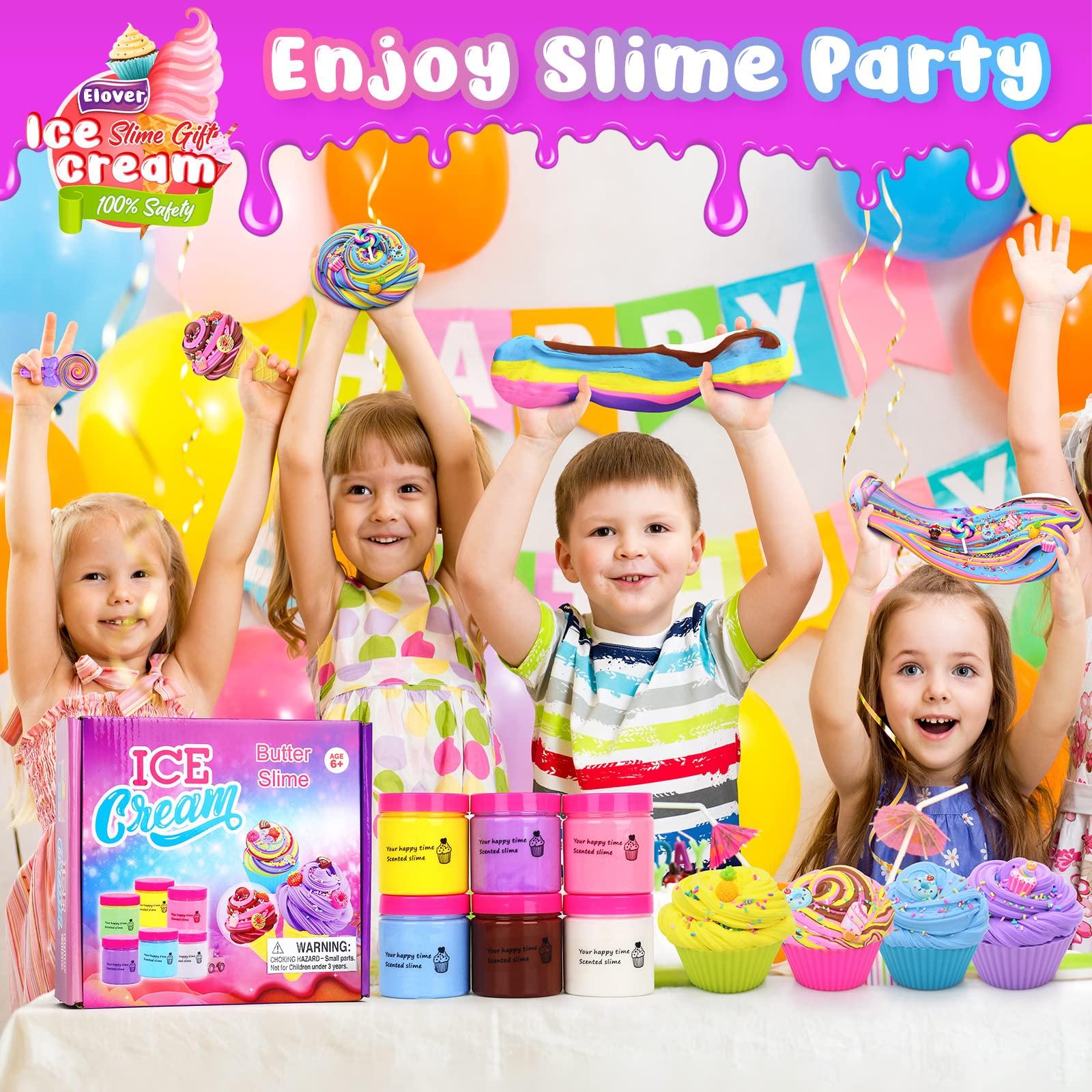 Elover Elover Ice Cream Slime Kit for Girls and Boys Fluffy DIY Slime Toys Gifts Make Ice Cream Slimes 6 Color