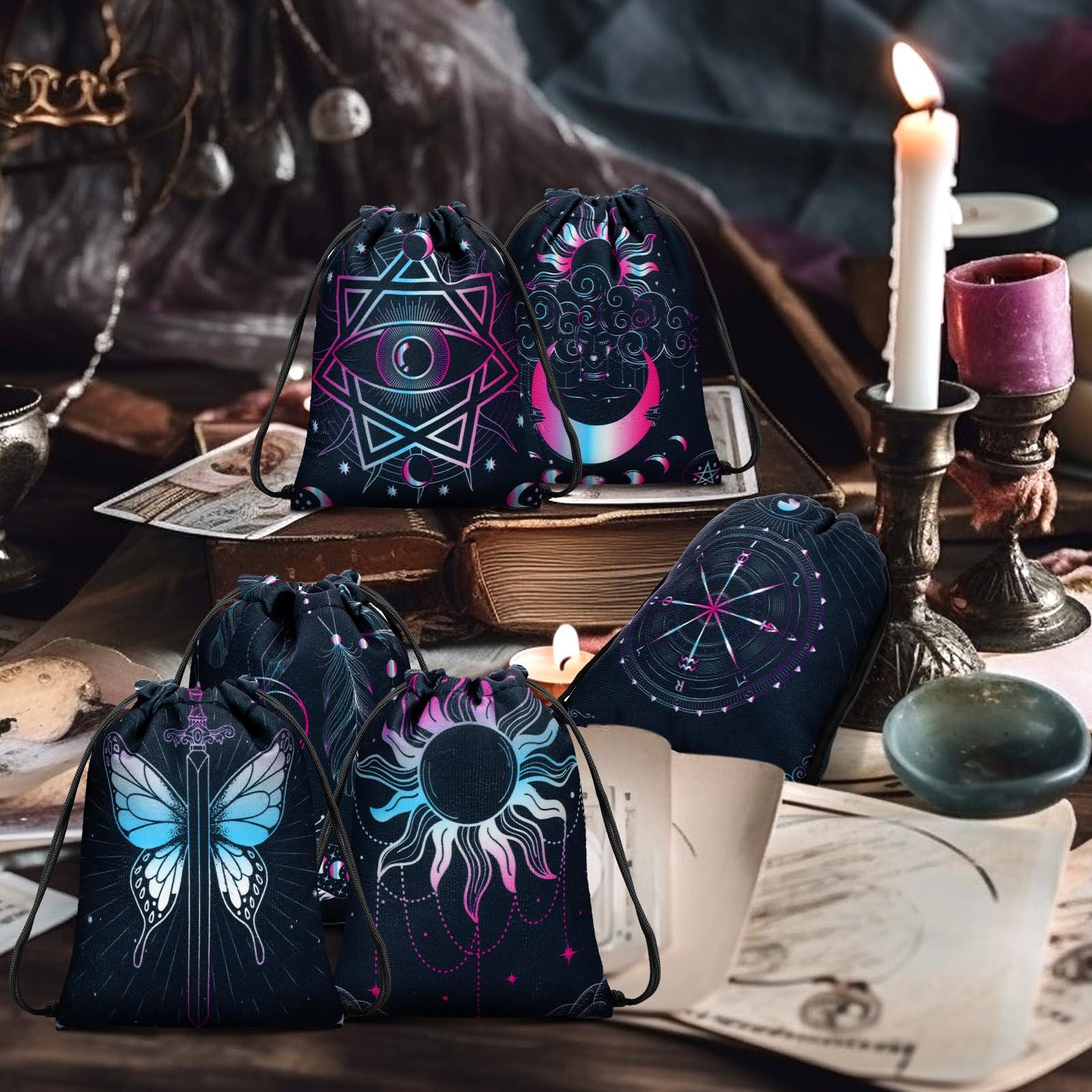 Paterr Paterr 16 Pcs Tarot Card Bag Velvet Storage Bag Vintage Tarot Rune Bag Dice Bag Tarot Velvet Pouches with Drawstrings Jewelry Pouch for Tarot Enthusiasts, 7.1 x 5.9 Inch (Cute Style)