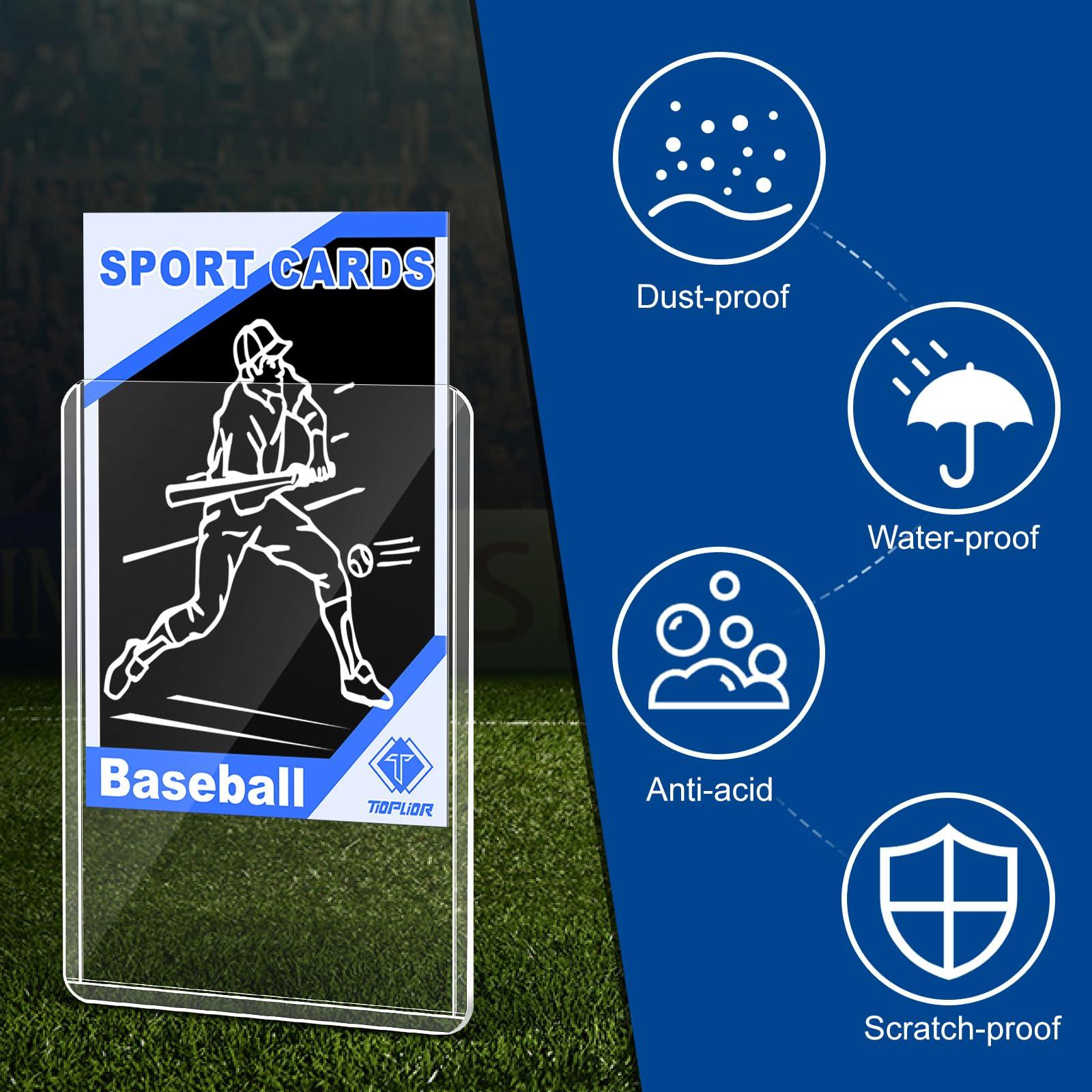 TiopLior 1000 Card Sleeves Hard Sleeves for Cards, 3\"x4\" Baseball Card Protectors Hard Plastic, 35pt Card Holders for Baseball Cards, Football Cards (500 Hard Sleeves + 500 Clear Sleeves)