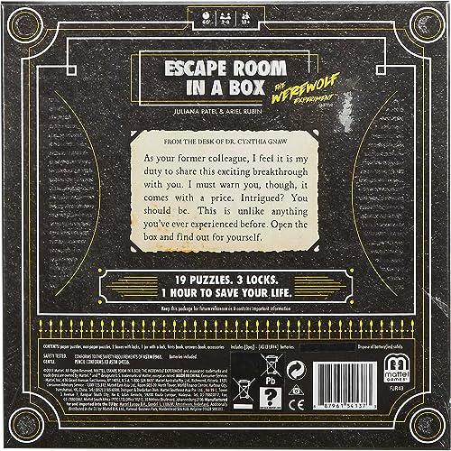 Mattel Games Mattel Games Escape Room in a Box Game the Werewolf Experiment, Mystery with Physical Puzzles, Paper Puzzles & Real Locks [Amazon Exclusive]
