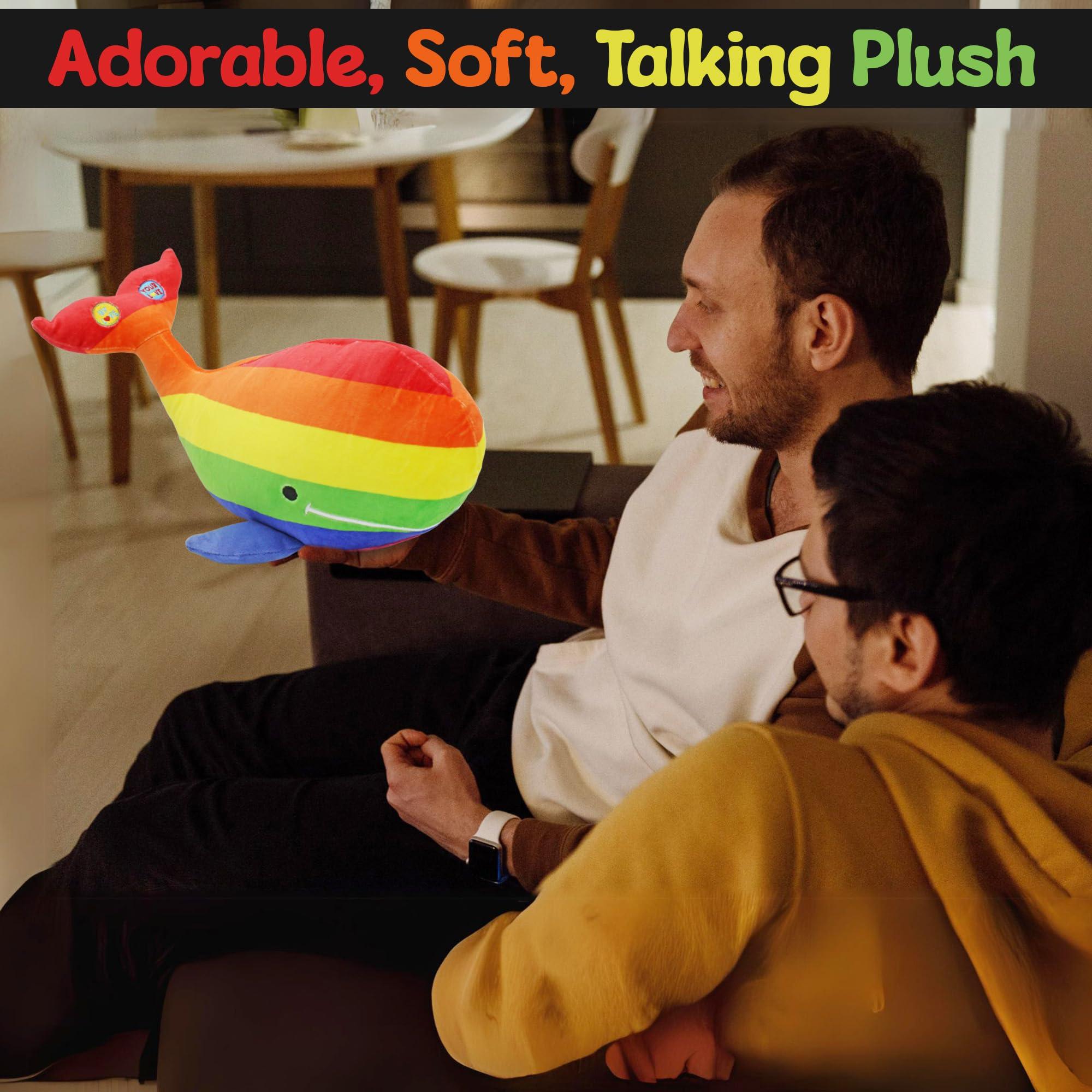 Attatoy Attatoy Bubbles The Homosexuwhale Talking Plush; Stuffed Whale Interactive Gay Pride Toy