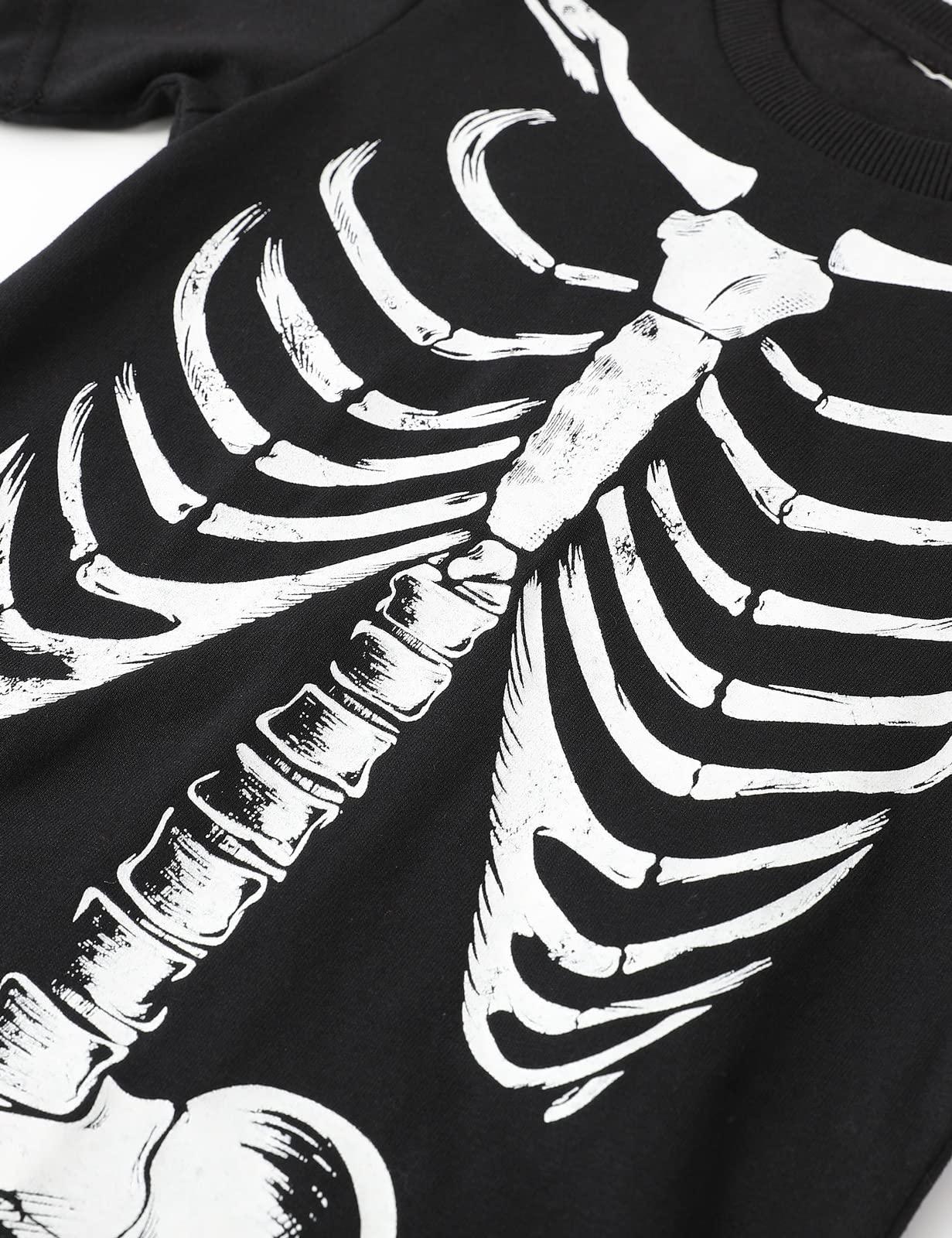 COSLAND COSLAND Toddler Skeleton Shirt Little Boys Halloween Costume, Black, 2T
