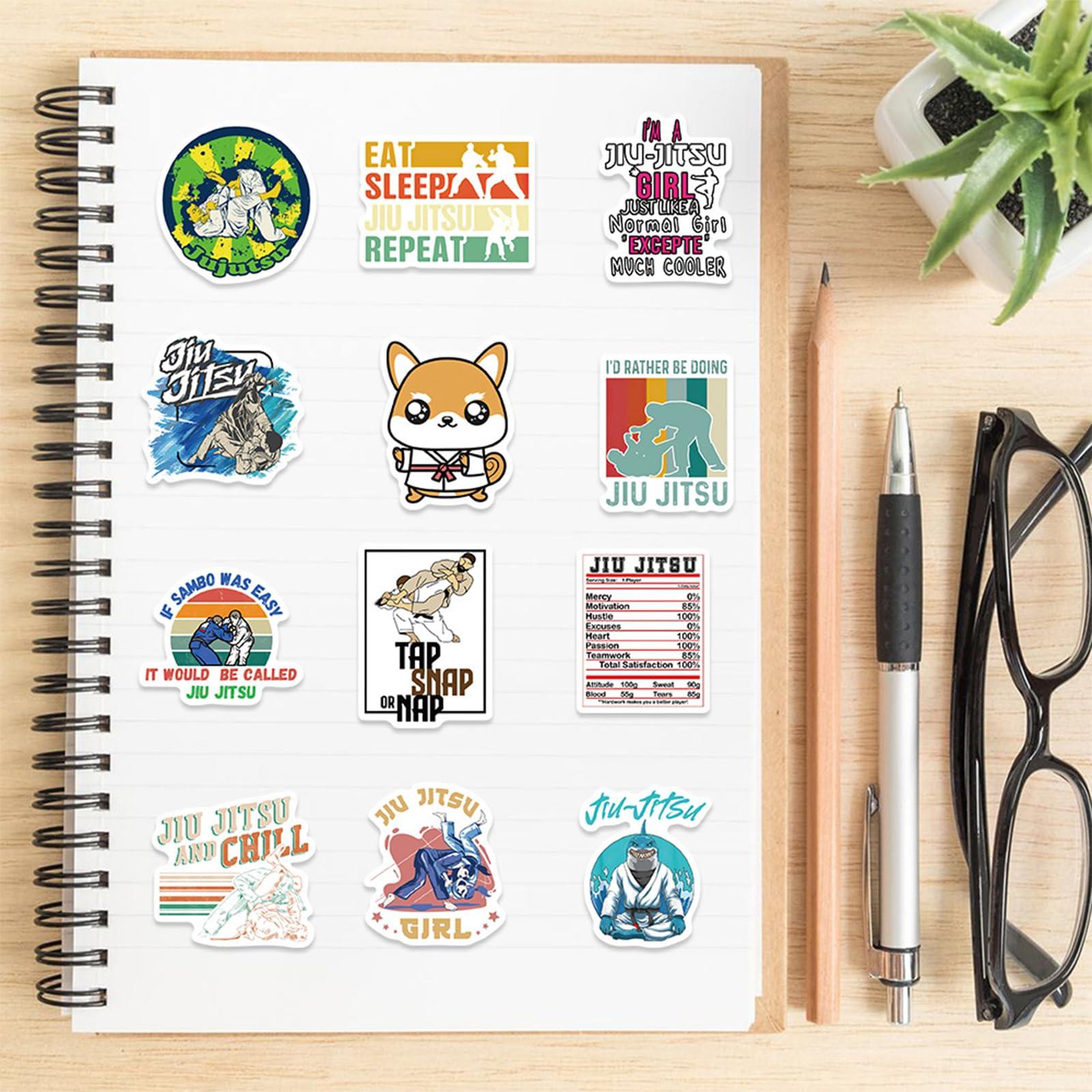 LIANKONG Jiu Jitsu Stickers, Brazilian Jiu Jitsu Party Favors Supplies Birthday Decorations Gifts Sport Aesthetic Vinyl Waterproof Stickers for Kids Teens for Water Bottle Laptop