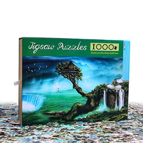 Ingooood Ingooood- Jigsaw Puzzle 1000 Pieces- Fantasy Series- Home on The Waterfall Tree_IG-0649 Entertainment Toys for Adult Special Graduation or Birthday Gift Home Decor