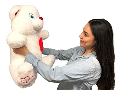 Big Plush Big Plush® 2 Foot Teddy Bear 24 Inches Soft White Plushie with Red Nose and Heart on Chest