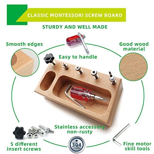 MEROCO MEROCO Montessori Screw Driver Board for Kids Montessori Materials Basic Skills Educational Learning Toys for 3 4 5 Year Old Kids Toddlers Sensory Montessori Toy Preschool Classroom Fine Motor Skills