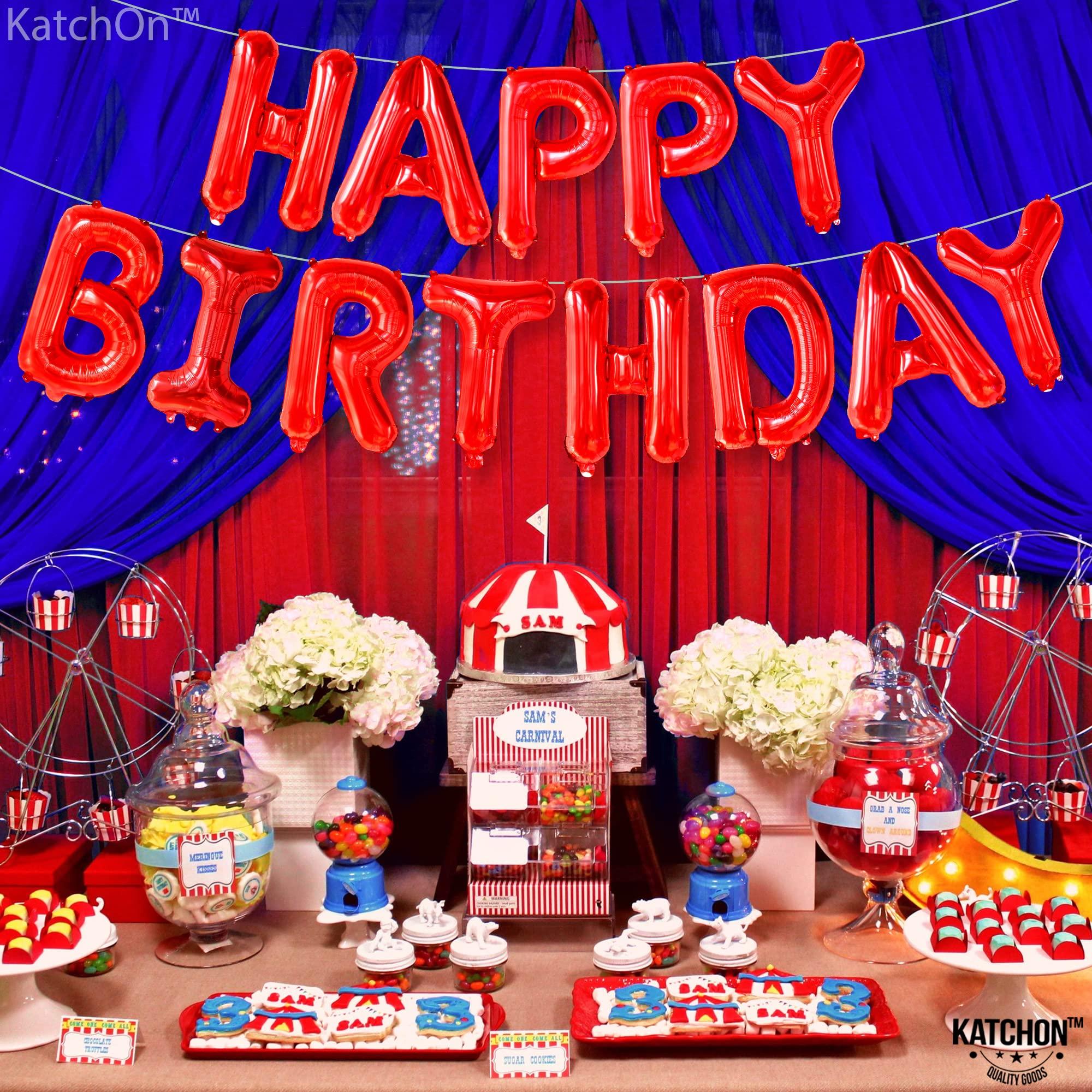 KatchOn KatchOn, Red Happy Birthday Balloon Banner - 16 Inch | Happy Birthday Banner Red, Happy Birthday Balloons Letters | Happy Birthday Foil Balloons | Happy Birthday Red Balloons, Red Birthday Decorations