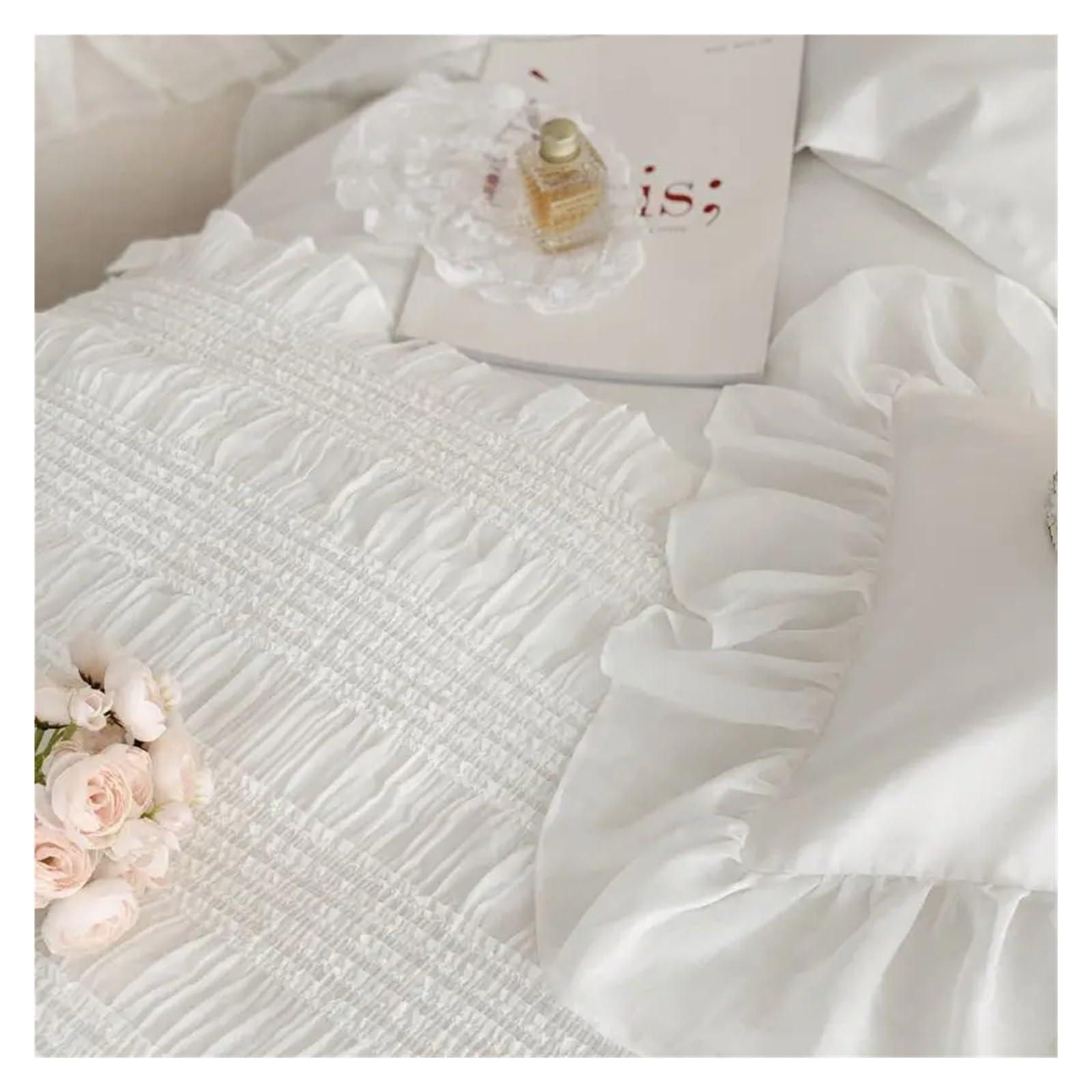 ADovz ADovz 4pcs Bedding Set Egyptian Cotton Bedlinen Ruffle Duvet Cover Flat Sheet Pillowcase White Bed Set for Girls,Bed Sheets