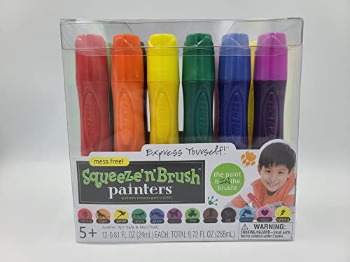 Ohio Trading 3 Pack Of Painters Squeeze \'n Brush Washable Tempera Paint Brushes, Assorted Colors, 12 Count (36 In Total)