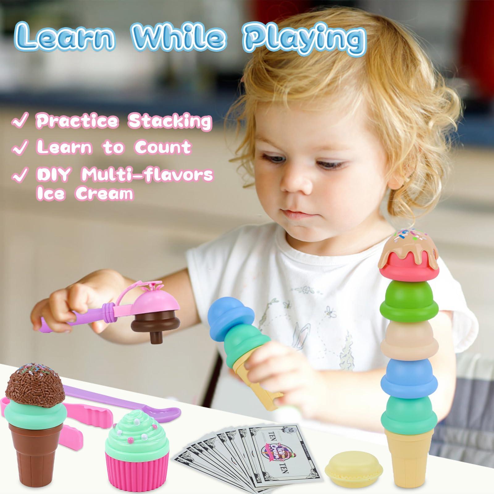 Gifts2U Gifts2U Ice Cream Cart Toys for Kids,45 Pcs Ice Cream Play Set,Pretend Play Store with Storage Trolley,Food Toys,Play Ice Cream Shop Toy,Gift for Boys Girls 3 4 5 6 Years Old