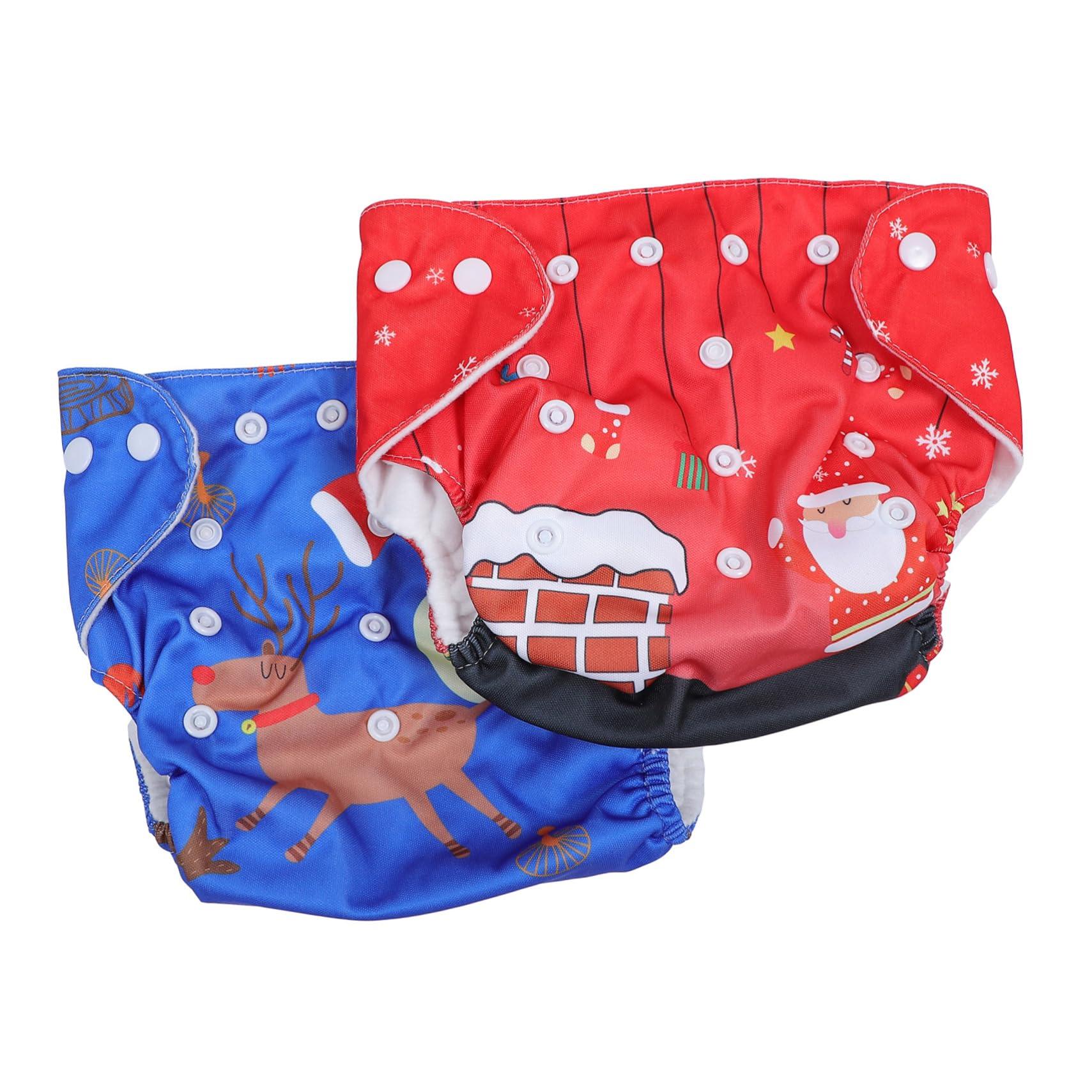 Hemoton HEMOTON Christmas Diaper Pants Set 2pcs Waterproof Baby Nappy Pants Easy Press Button for Baby's Night Comfort