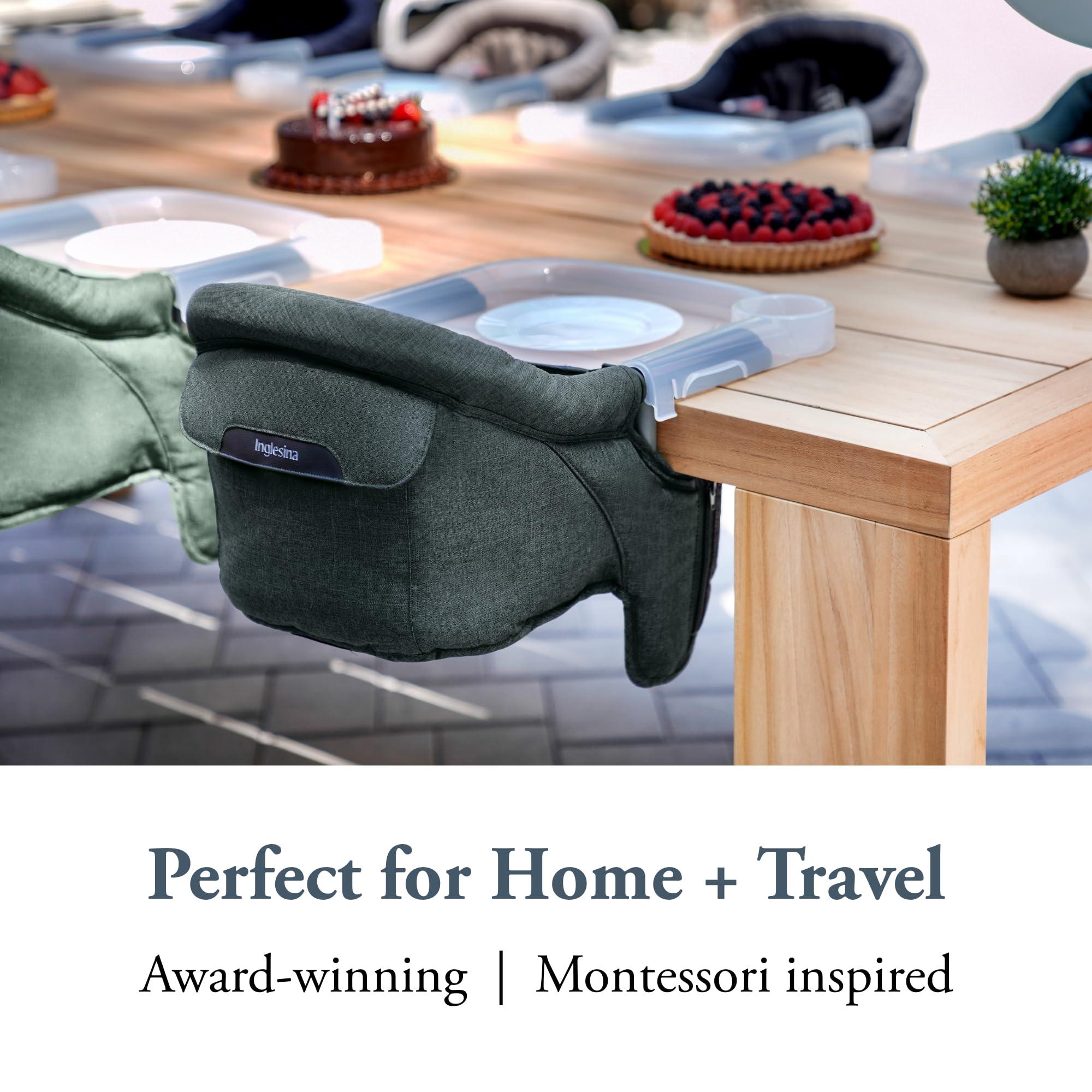 Inglesina Inglesina Fast Table Chair, Charcoal Gray Melange - Portable High Chair for Baby & Toddlers 6-36 Months - Fits Tables 0.8'' - 3.5'' - Collapsible & Compact Design Space Saving - Travel Bag Included