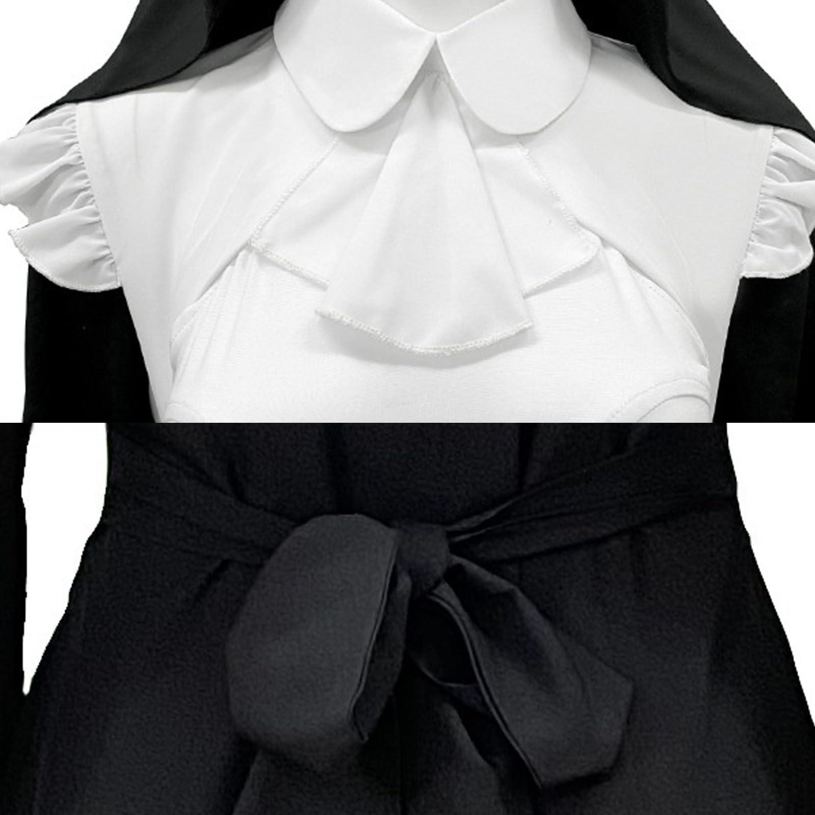 Cos-Animefly Cos-Animefly 2 Pieces Nun Costume Nun Cosplay Black Priest Mary Priest Mother Superior Costume Nun Habit