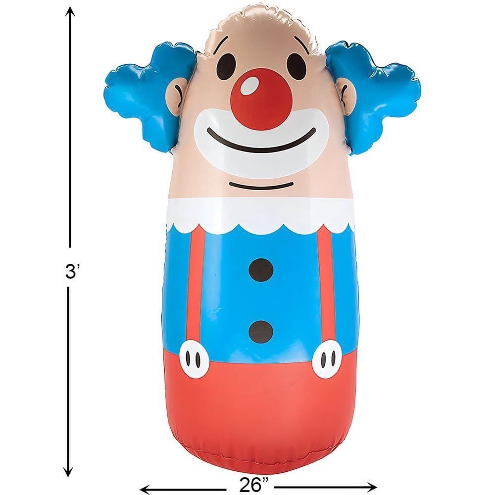 Fun Express Inflatable Clown Punching Bag - 3 Feet Tall - Stand up Toy for Kids - Circus Party Games