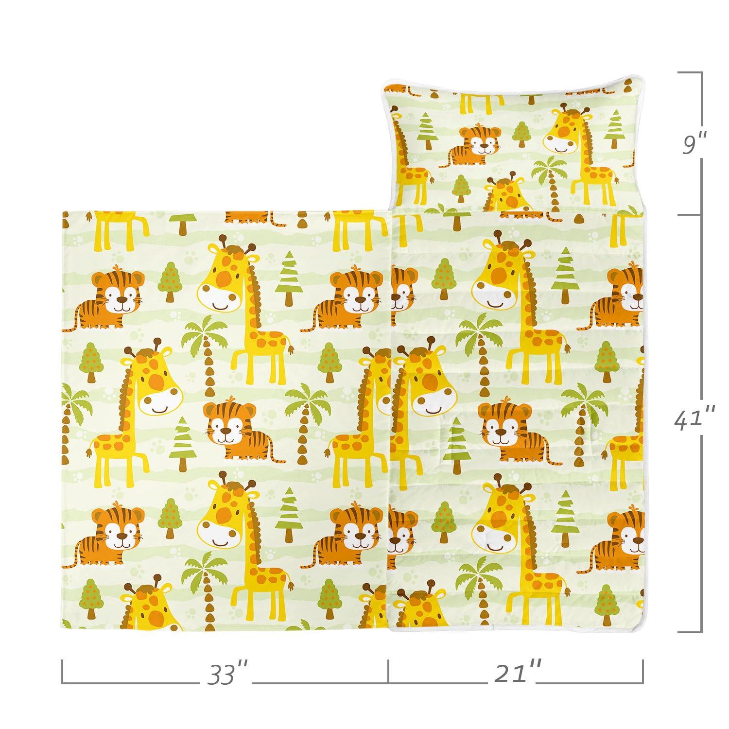 Datura home Datura home Nap Mat -Tiger Giraffe Sleeping Bag with Removable Pillow - Daycare and Sleepovers Preschool Kindergarten Bedding Set for Kids Toddler Boys Girls(Giraffe Large)