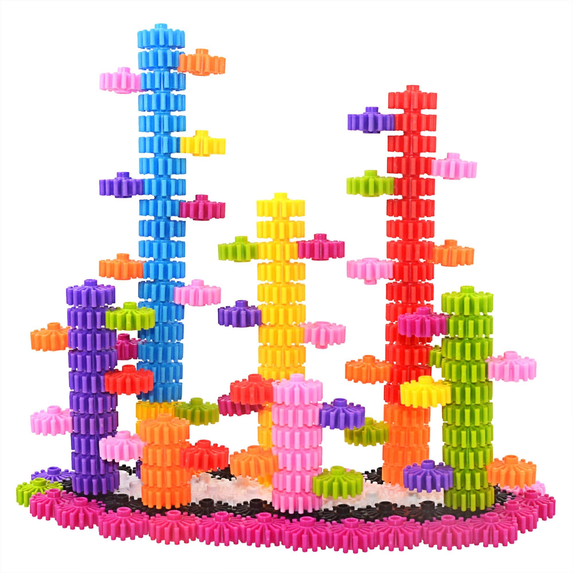 KASHIAOTE KASHIAOTE Gears Interlocking Learning Set, STEM Construction Toy Set - Building Kids Toys 180 Pcs - 10 Colors