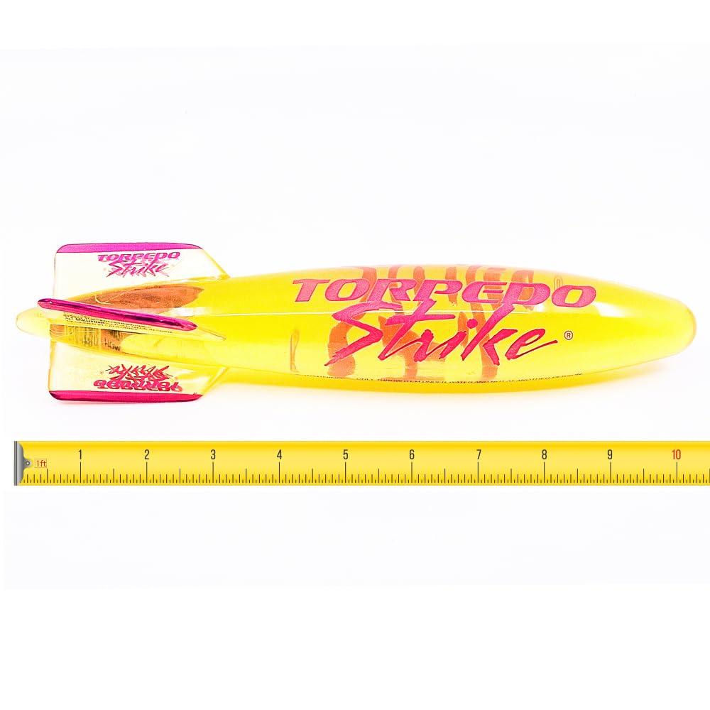 Torpedo Strike Torpedo Strike SpinFin 10.25\" Large Pool Torpedo Rocket Spins & Glides Up to 30 Feet Like Underwater Football for Under Water Passing Games Underwater Torpedo Diving Toy Glider (Yellow)