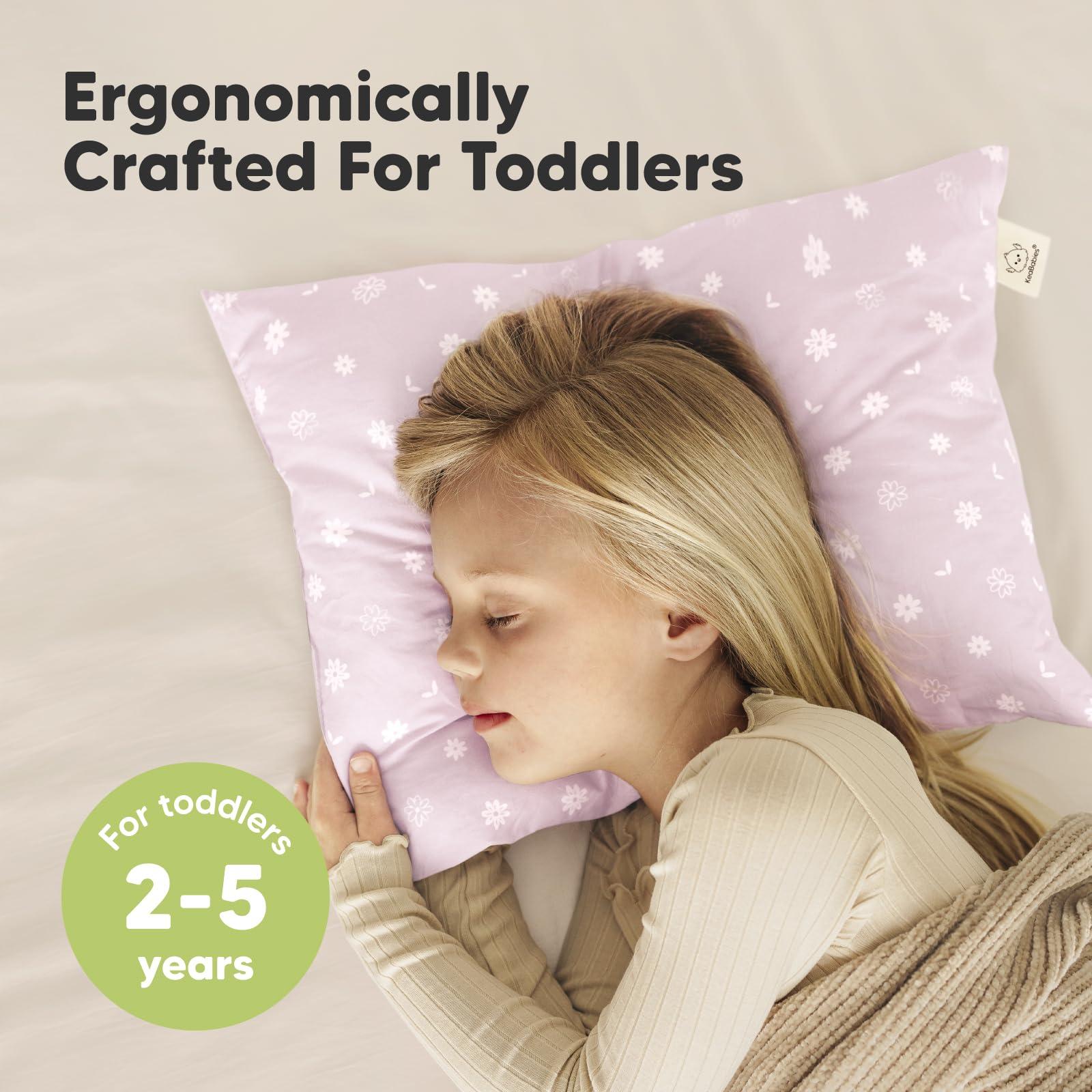 KeaBabies 2-Pack Toddler Pillow - Soft Organic Cotton Toddler Pillows for Sleeping - 13X18 Small Pillow for Kids - Kids Pillows for Sleeping - Kids Pillow for Travel, School, Nap, Age 2 to 5 (Daisy)
