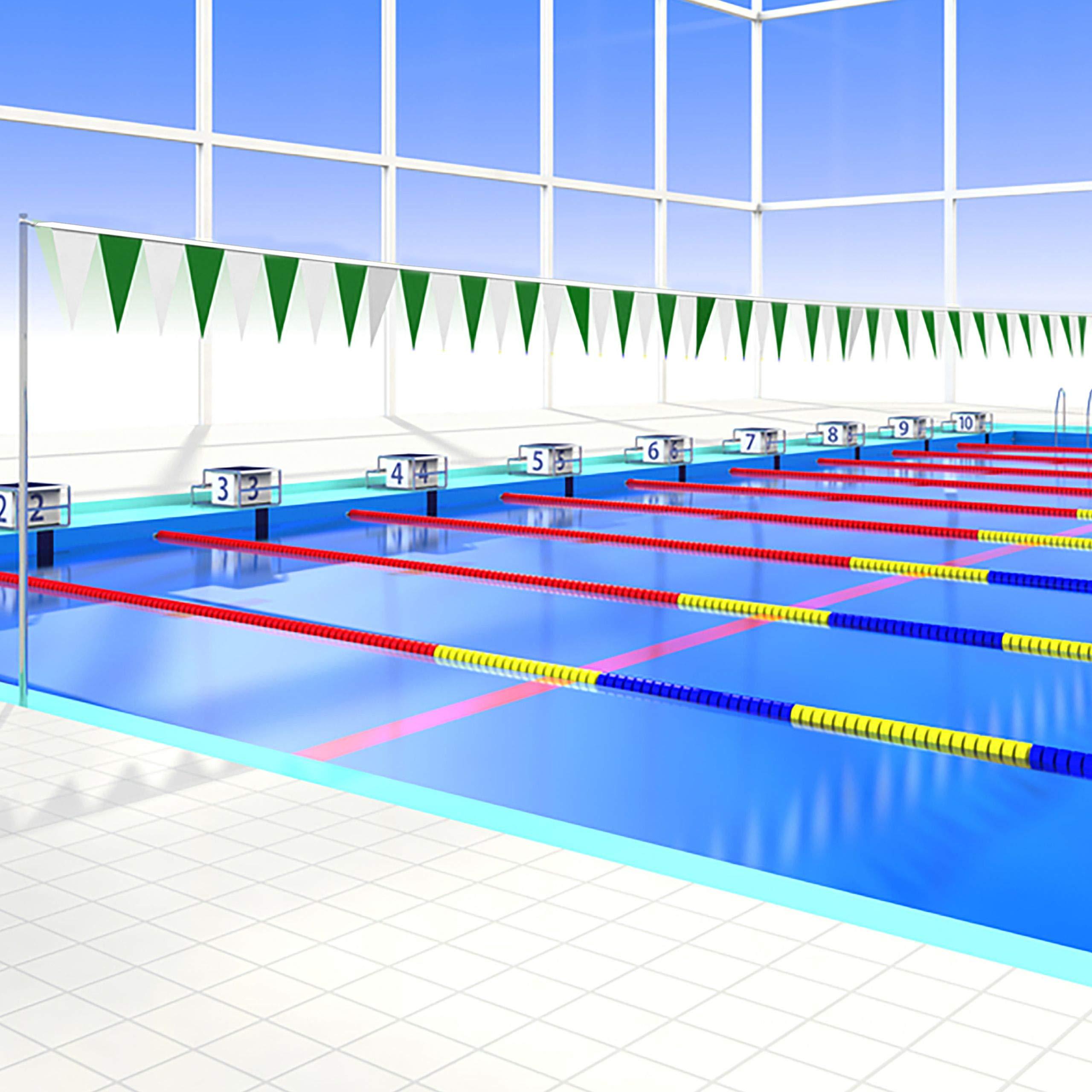 Water Gear Water Gear Backstroke Flags - Meets All Regulations - Heavy-Duty Vinyl - Great for Swimmers and Divers - Competitive Swim Gear - Green/White