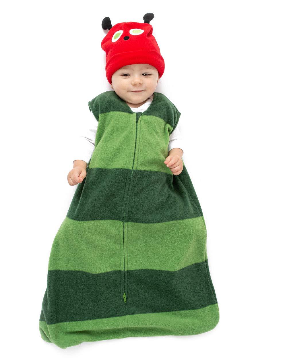 Cuddle Club Baby Fleece Sleep Sack - Infant Wearable Blanket Newborn Swaddle Sleepbag & Hat Caterpillar